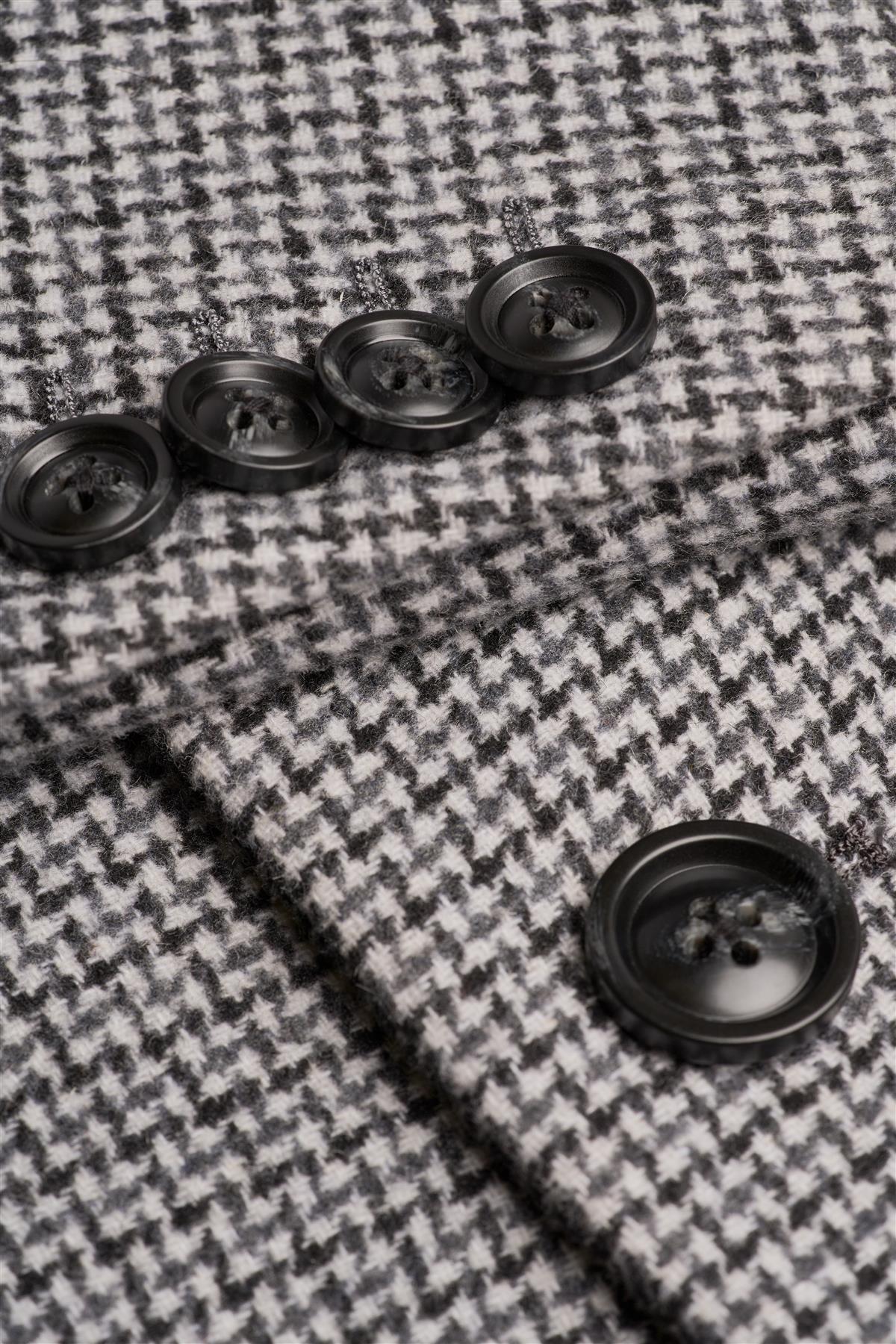 Men’s Wool Houndstooth Check Overcoat - Kerry - Grey