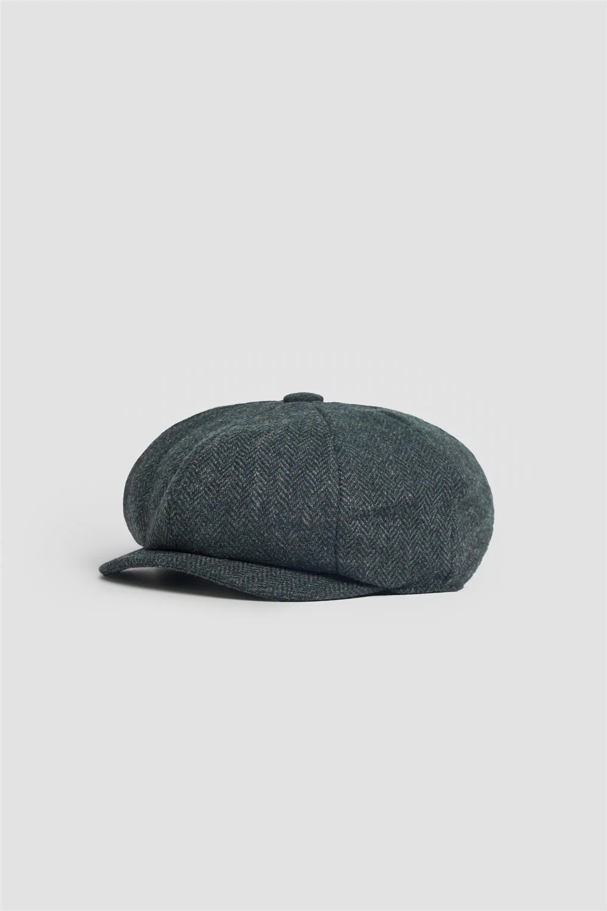 Men’s Wool Tweed Herringbone Baker Boy Cap - Thomas - Lush Olive