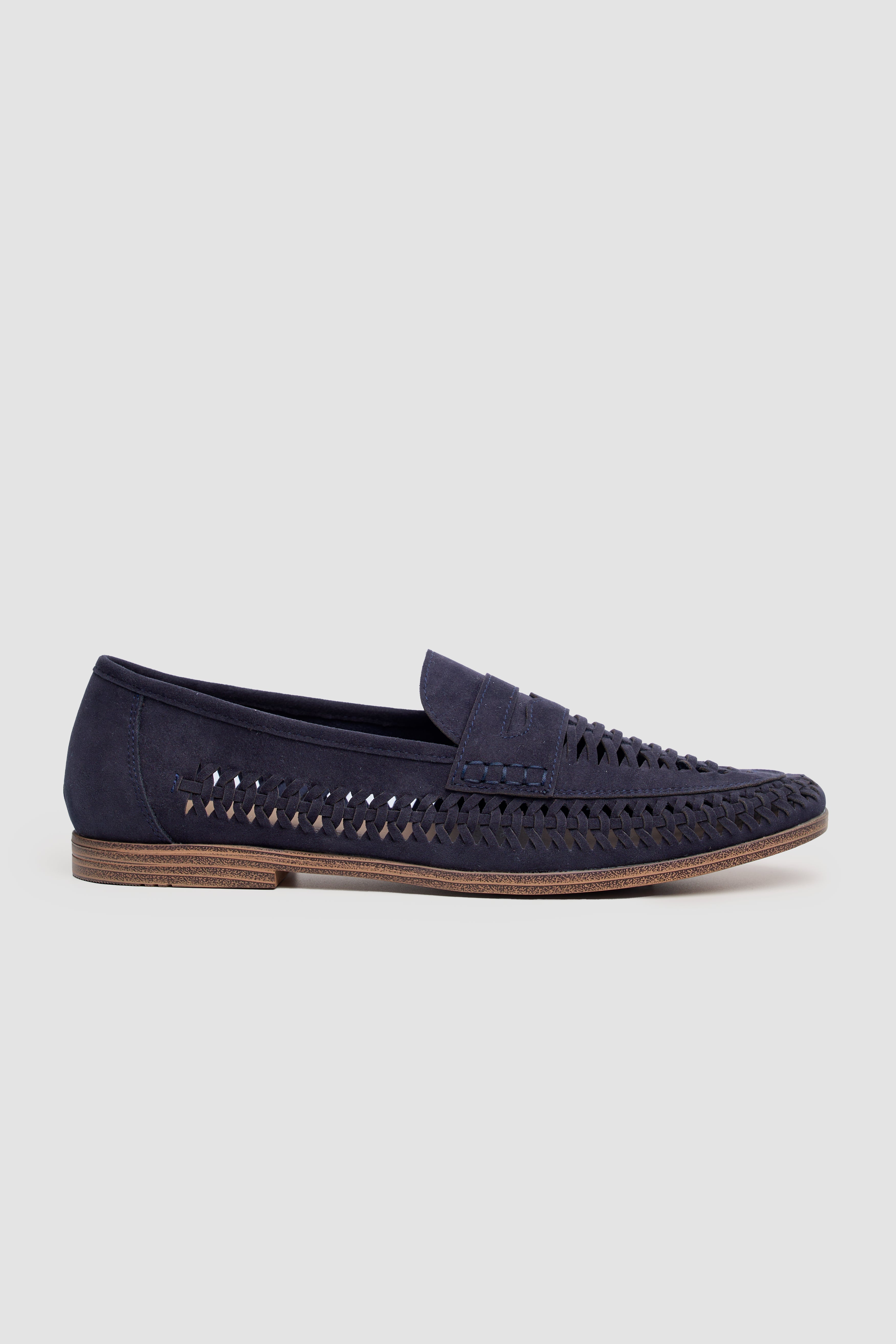 Men’s Woven Leather Loafers - Calvina - Navy Picture