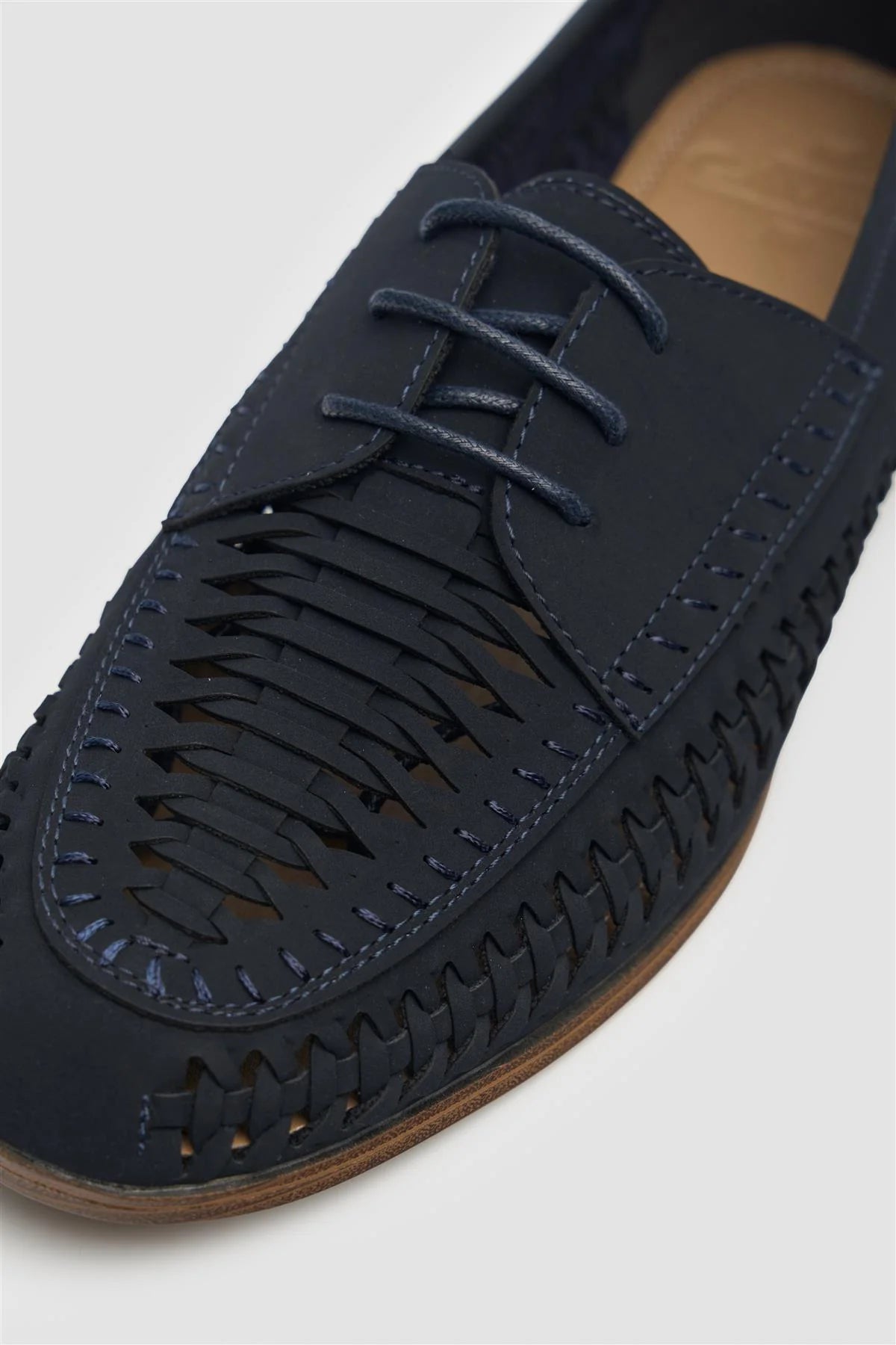 Men’s  Woven Suede Dress Shoes - Calvina -Navy Detail Picture