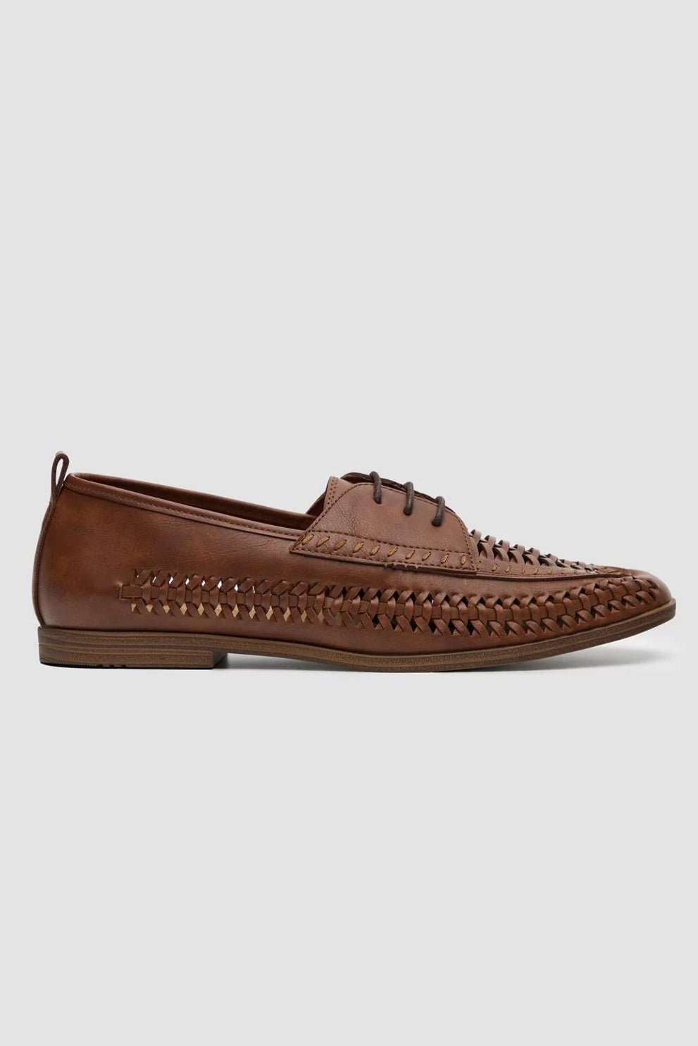 Men’s  Woven Suede Dress Shoes - Calvina -Tan Side Picture