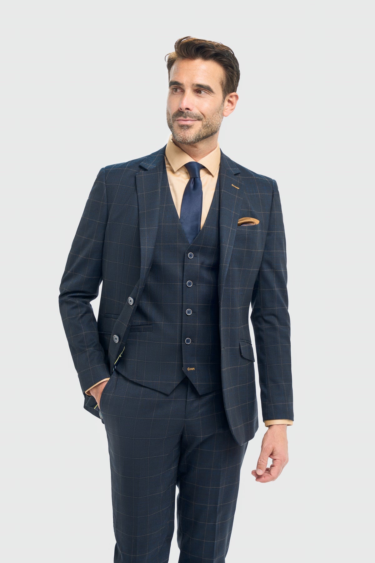 Vintage Men’s 3 PC Navy Check Suit | Sirri Men's Formalwear