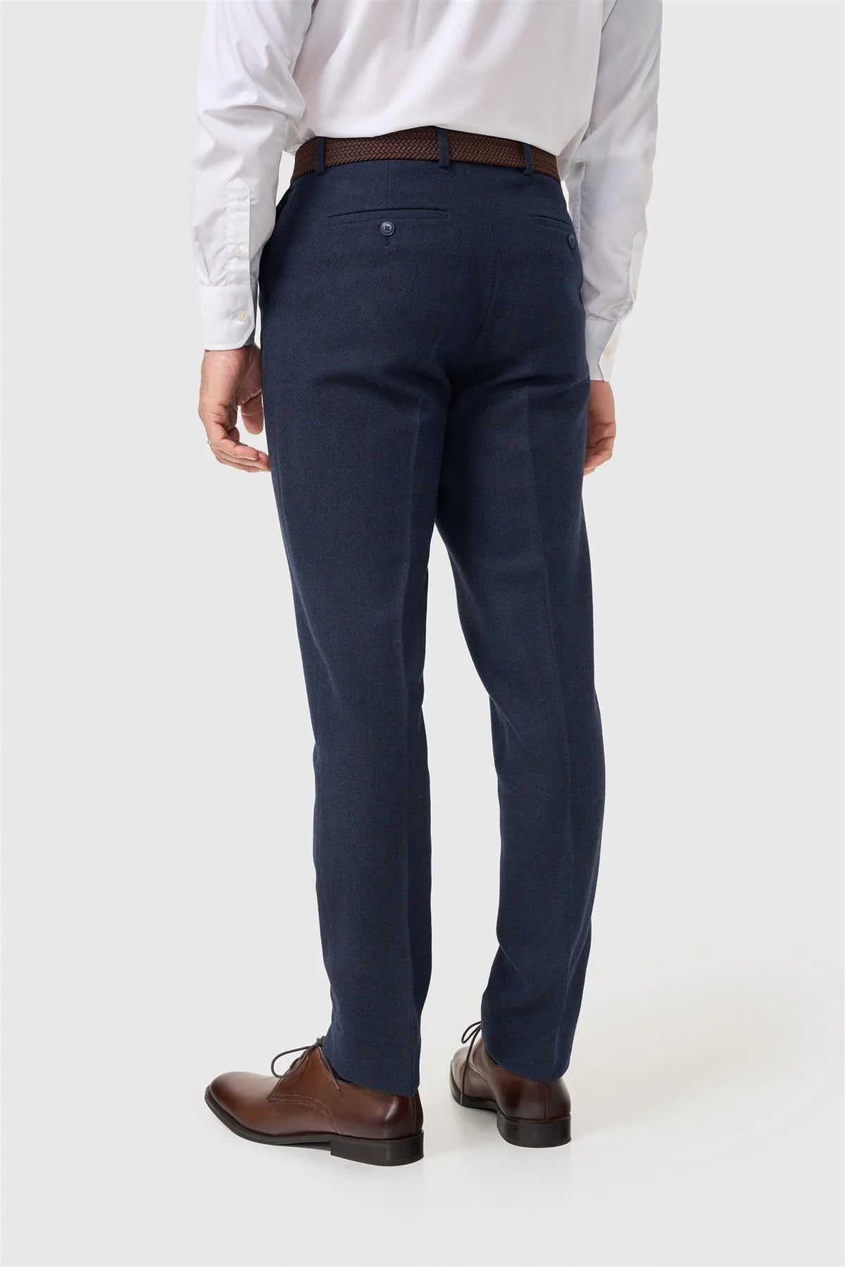 Men’s 3-Piece Wool Herringbone Tweed Suit - Thomas - Navy
