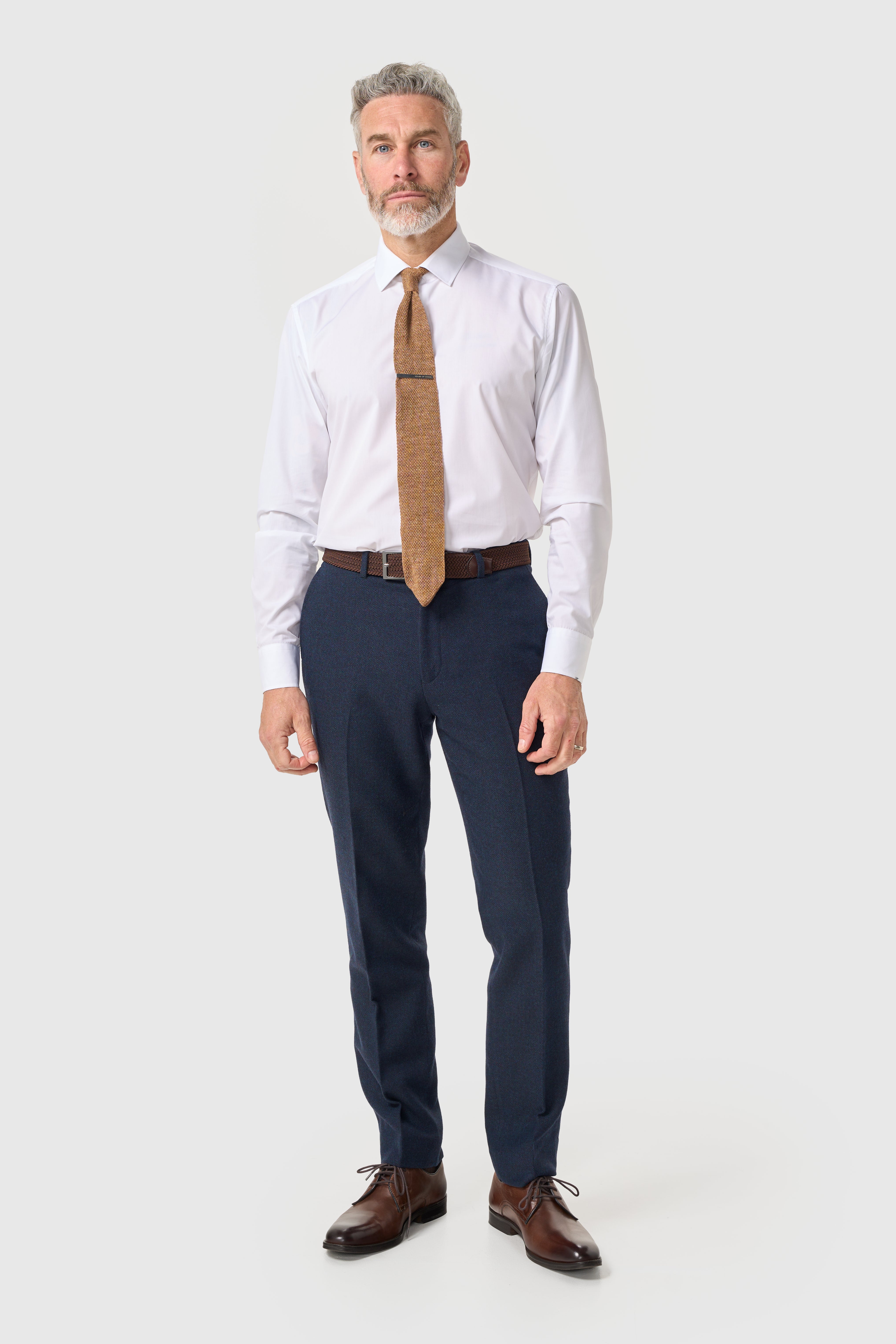 Men’s 3-Piece Wool Herringbone Tweed Suit - Thomas - Navy