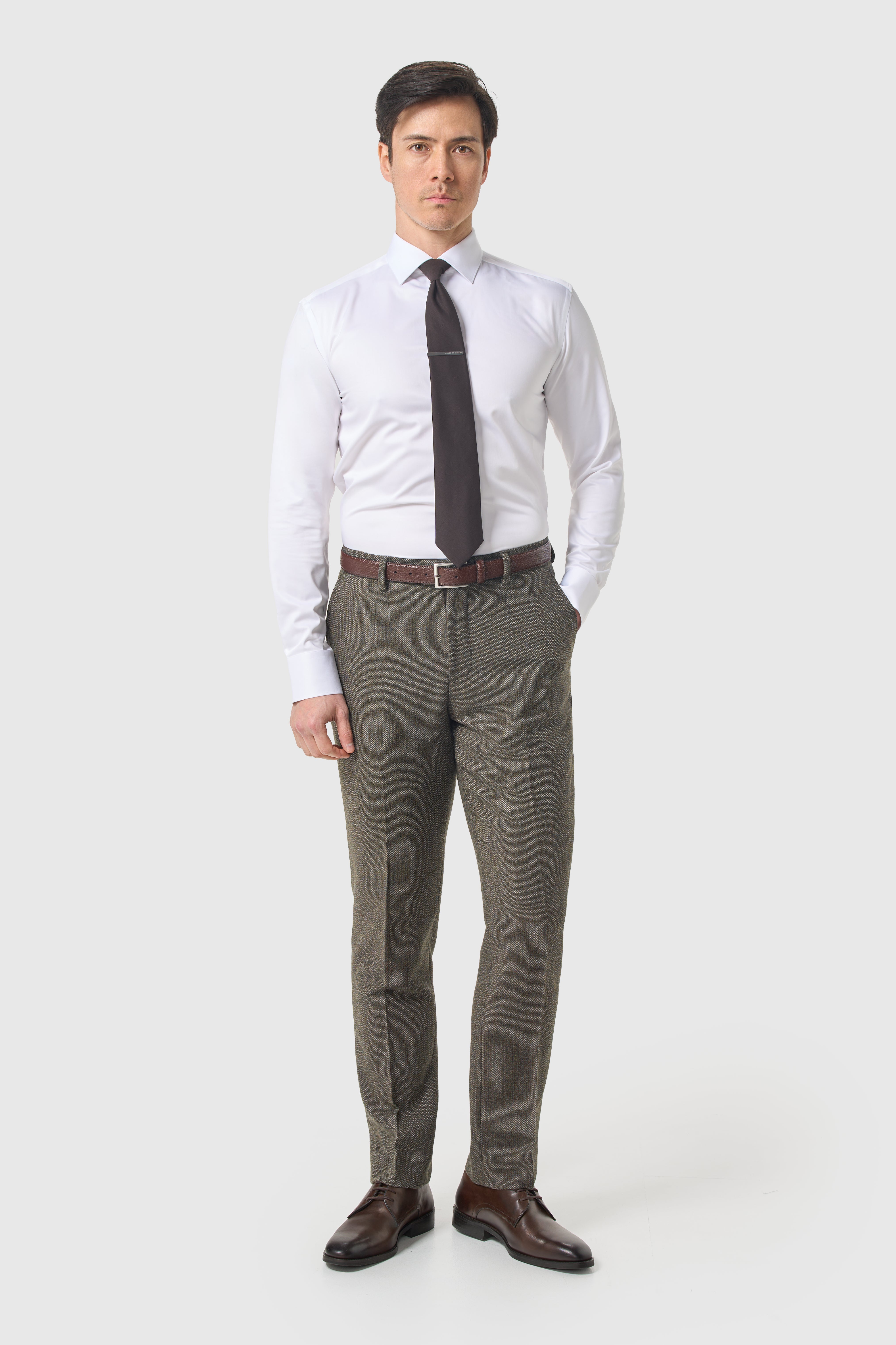 Men’s 3-Piece Wool Herringbone Tweed Suit - Thomas - Sage