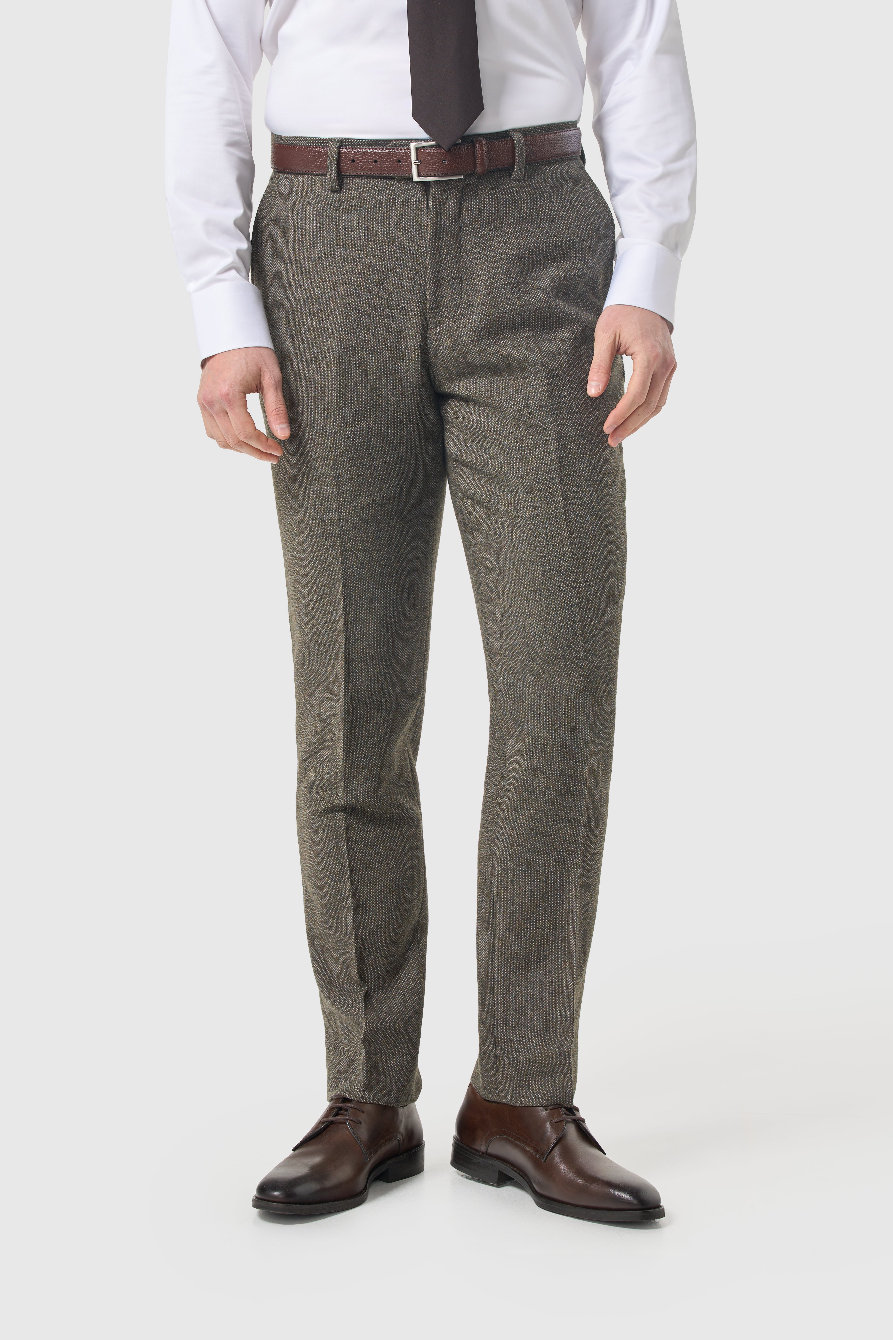 Men’s 3-Piece Wool Herringbone Tweed Suit - Thomas - Sage