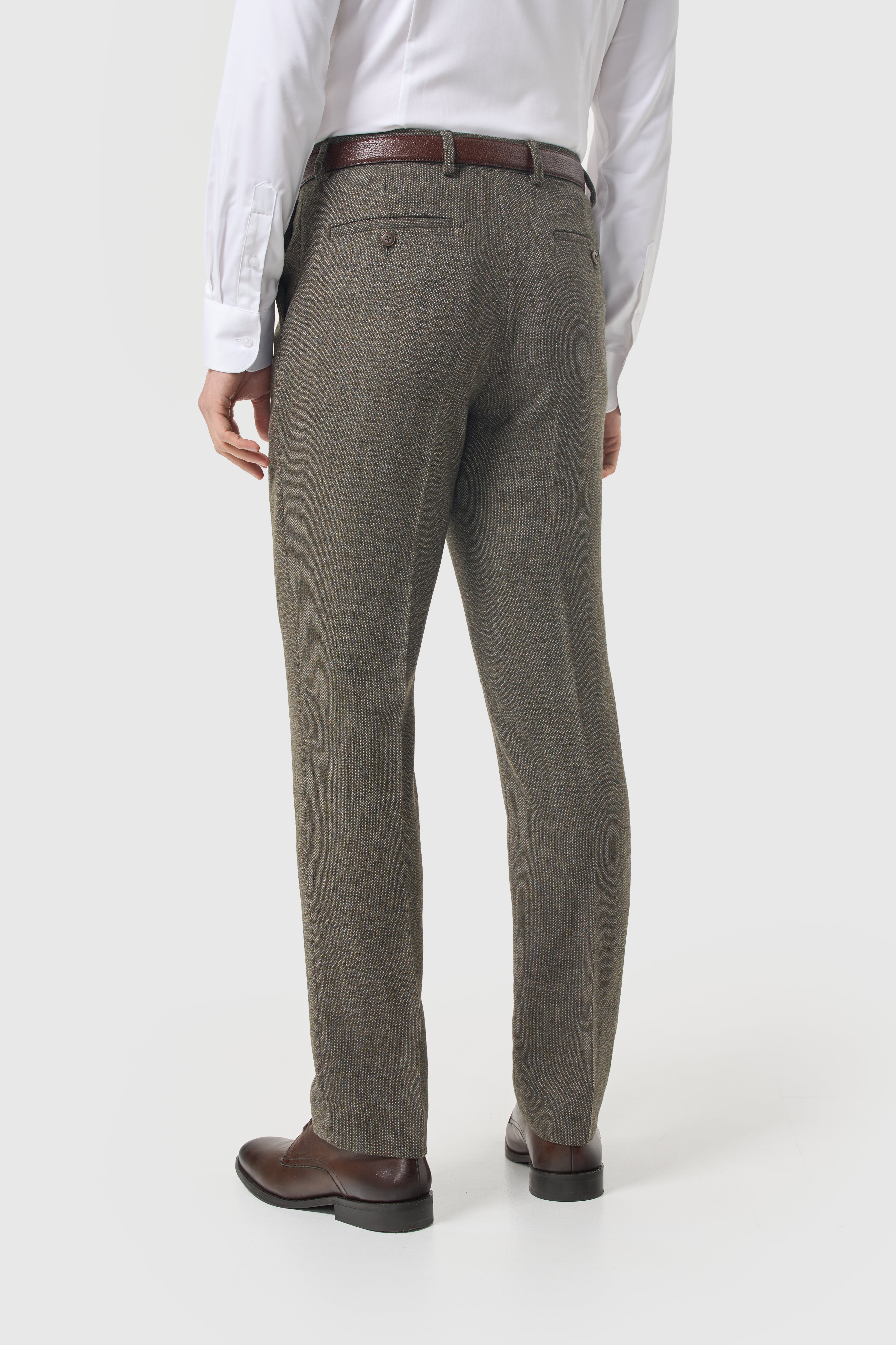 Men’s 3-Piece Wool Herringbone Tweed Suit - Thomas - Sage