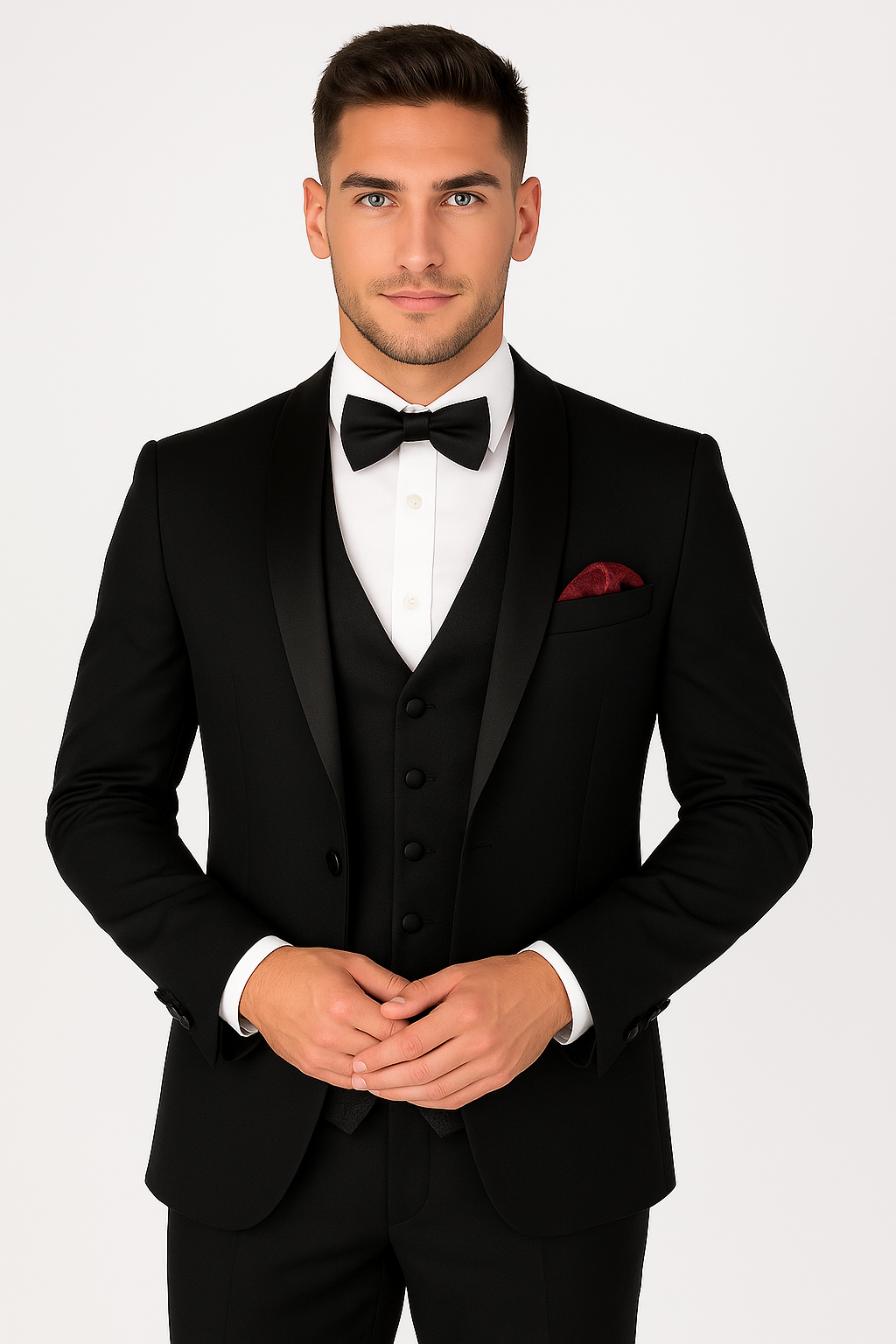 Men's 3-Piece Black Tailored fit Tuxedo Dinner Suit - FORD