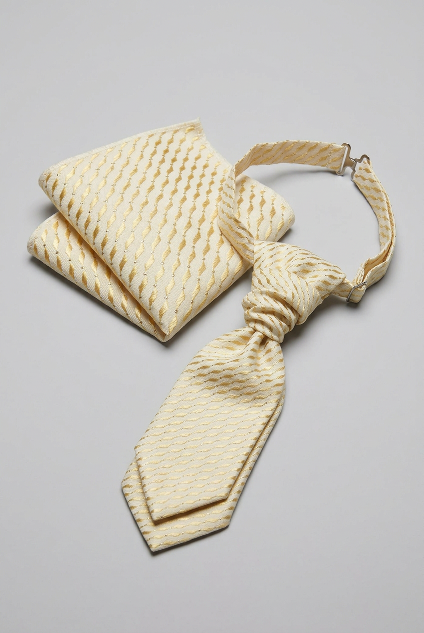 Men's & Boys' Formal Tie & Pocket Square Set –  Wedding Jacquard - Intenso Gold