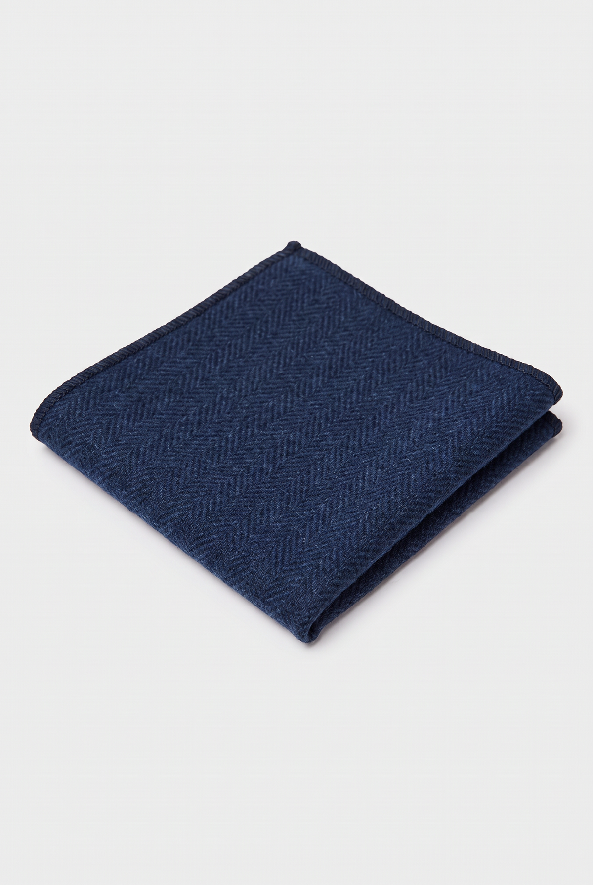Men's & Boys Herringbone Tweed Pocket Handkerchief - Indigo Blue