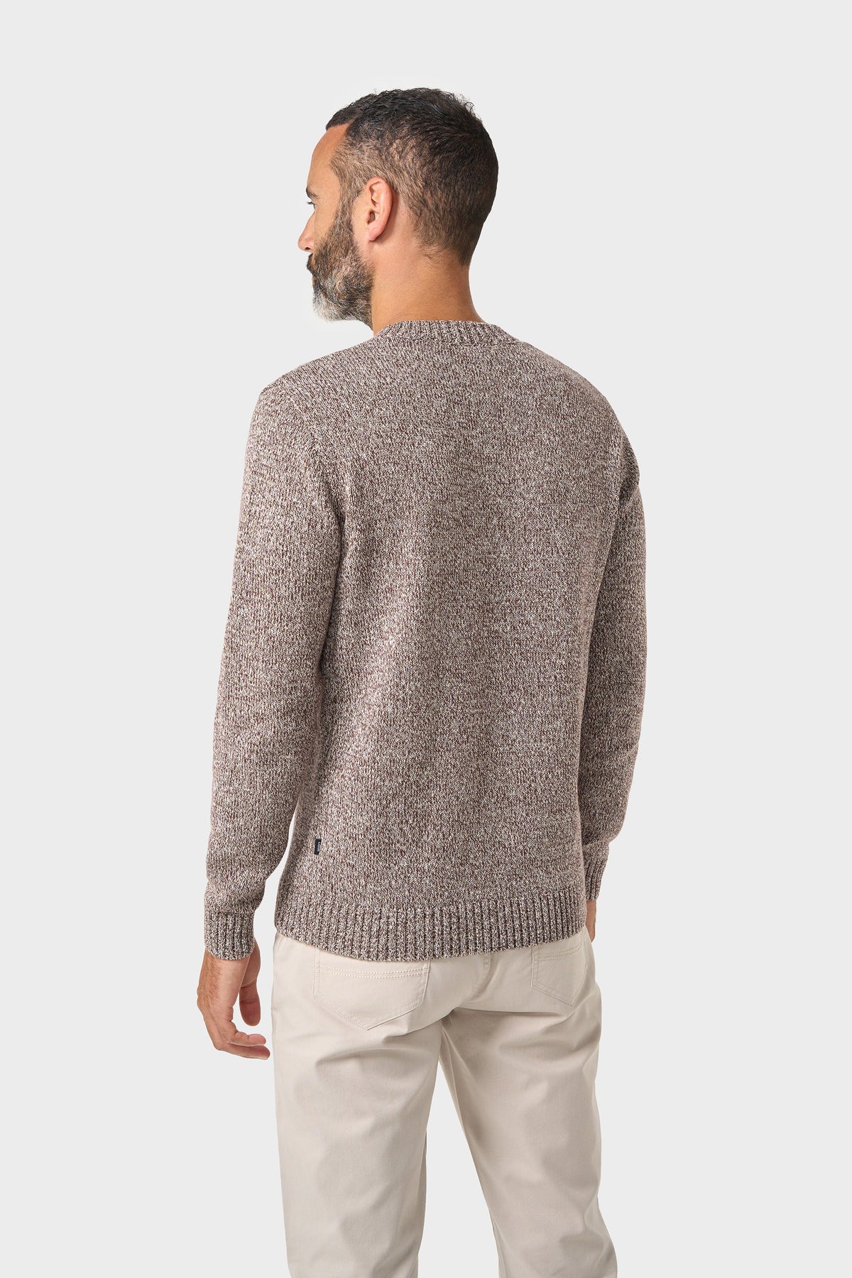 Men's Cotton Knitted Crew Neck Jumper – Cavani Sakki Brown model back picture
