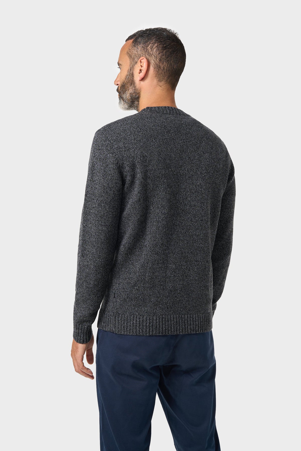 Men's Cotton Knitted Crew Neck Jumper – Cavani Sakki Charcoal Grey back picture