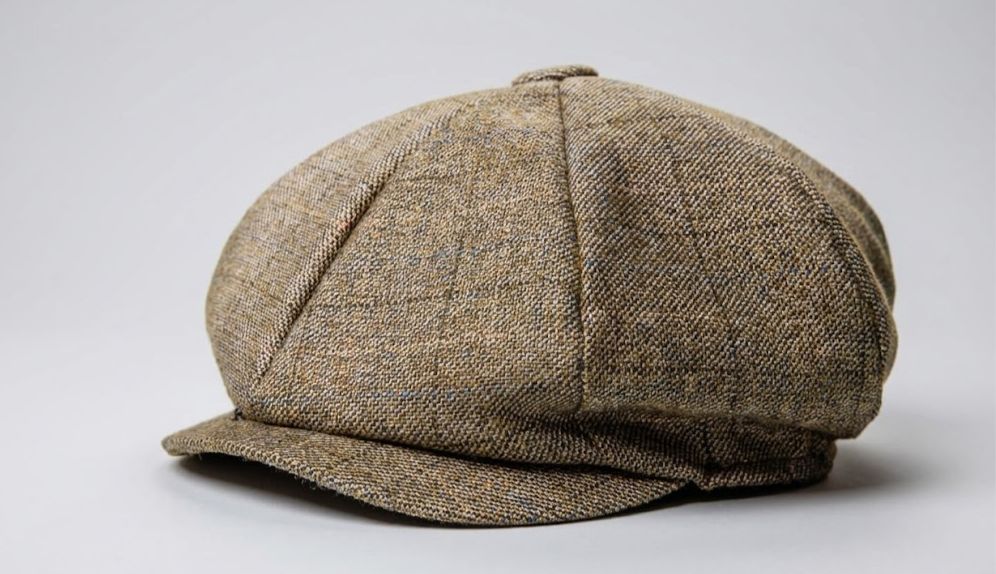 Men’s Heritage Tweed Windowpane Check Baker Boy Cap - Liam - Beige