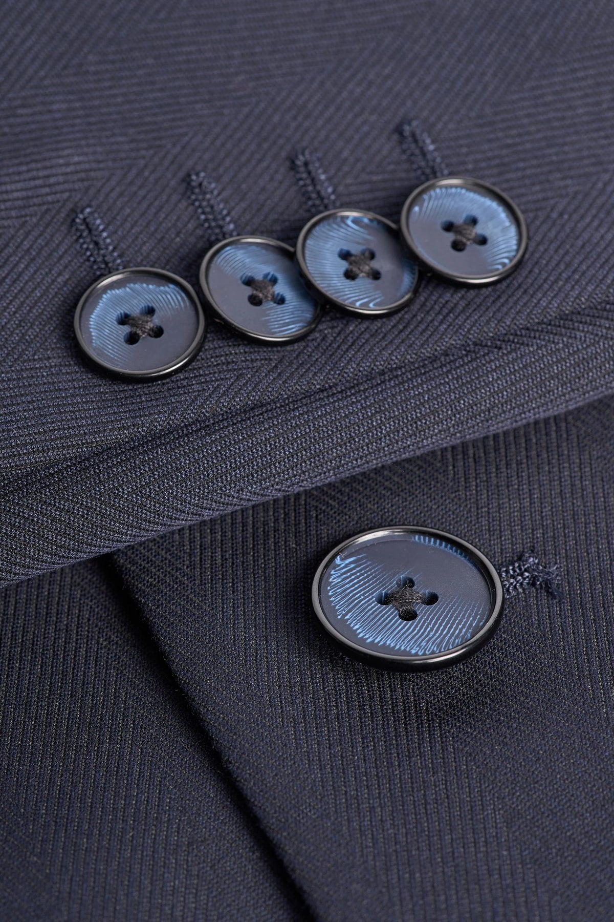 Men’s Herringbone Overcoat - Cavani Manari Charcoal Buttons Picture