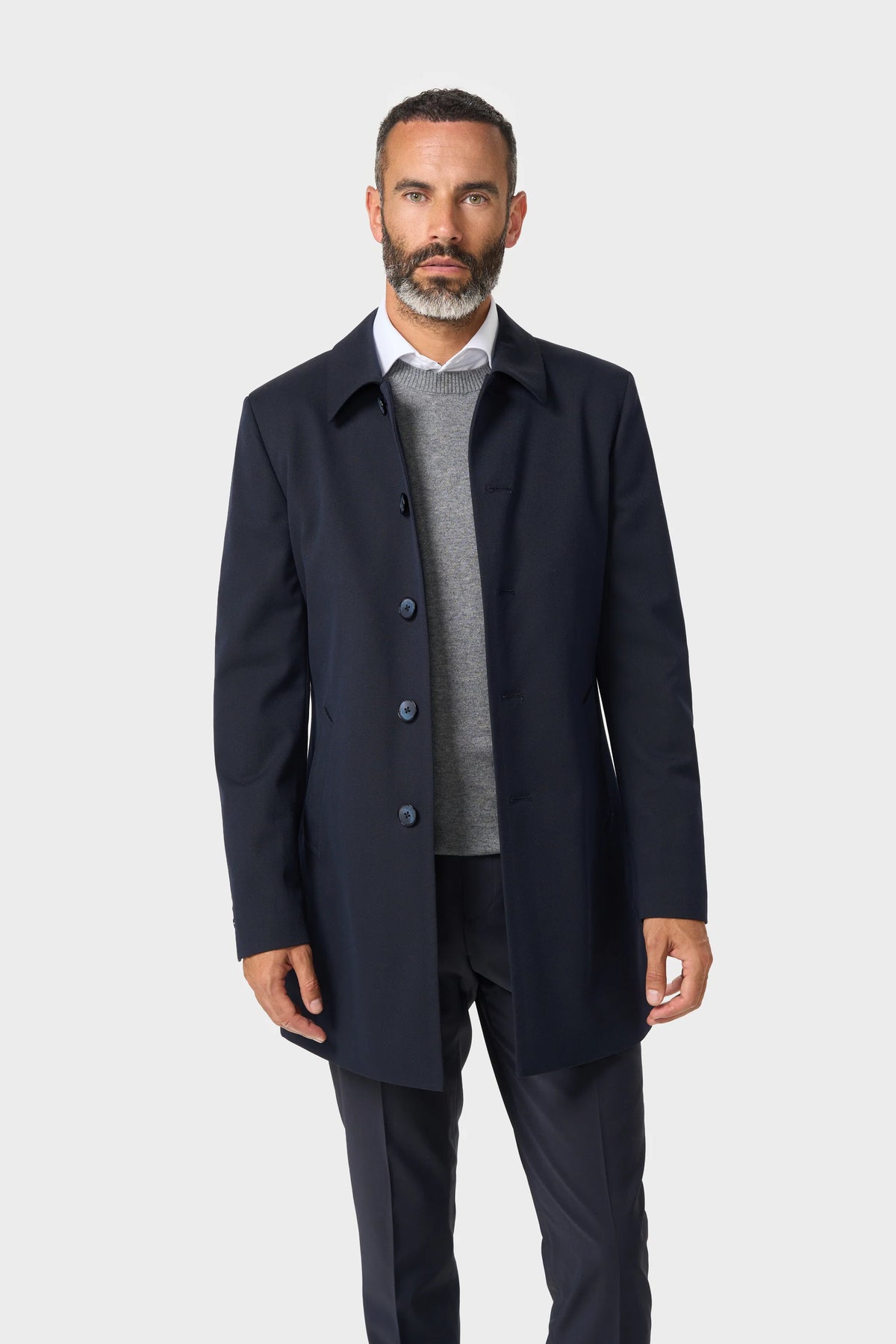 Men’s Herringbone Overcoat - Cavani Manari Navy Model Picture