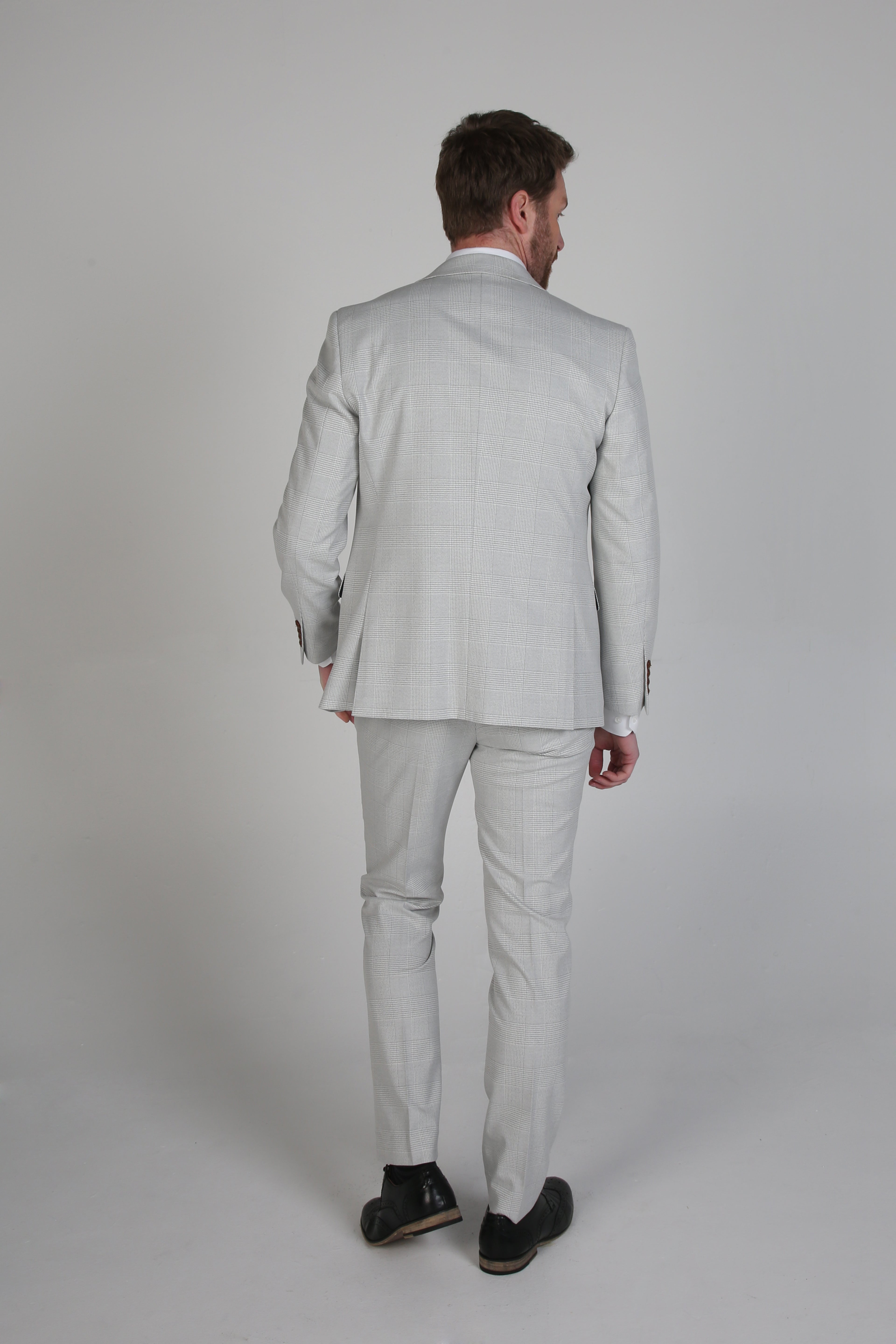 Men’s Herringbone Tweed Suit Jacket - Mark Stone - Stone Beige