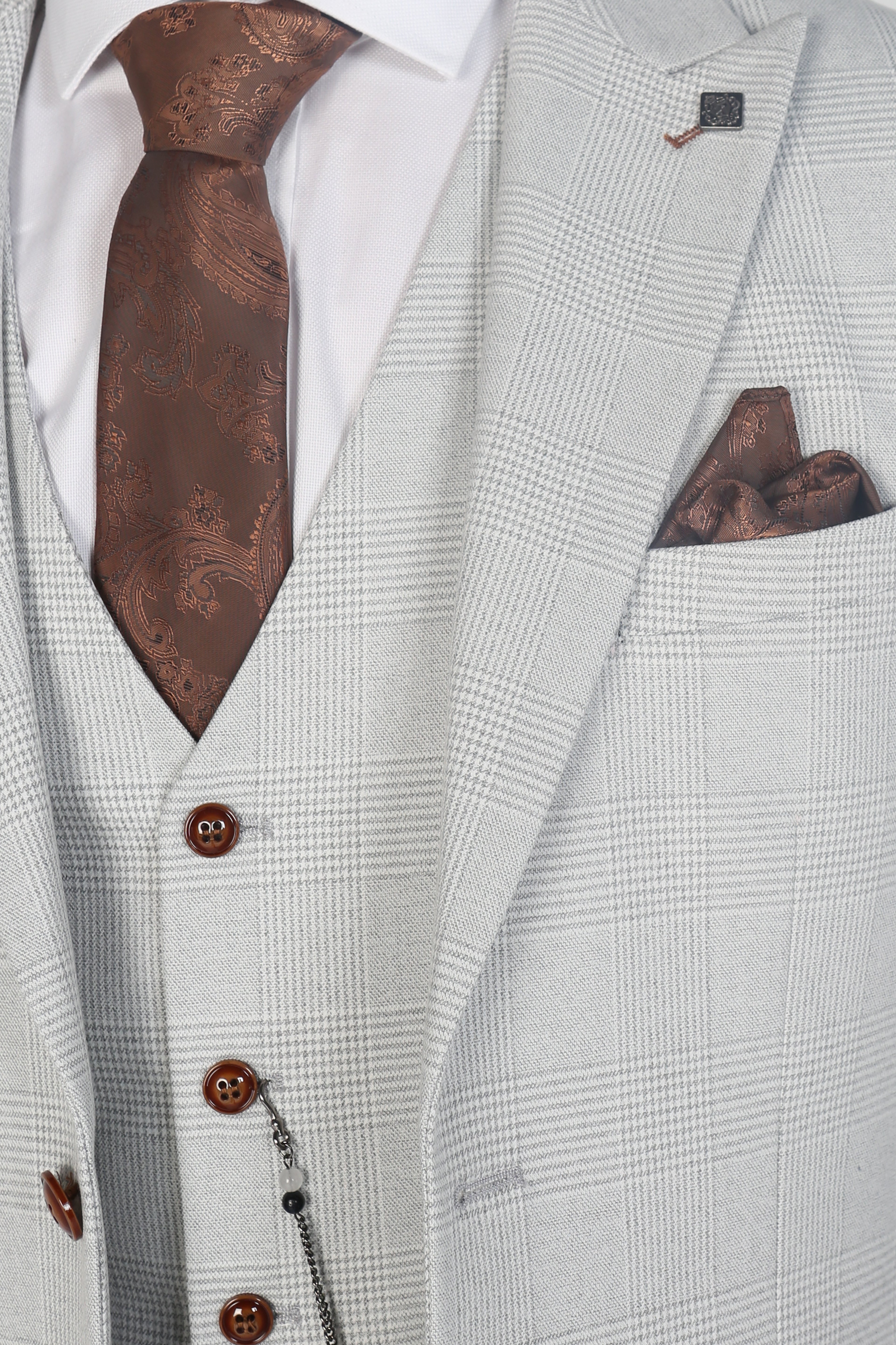 Men’s Herringbone Tweed Suit Jacket - Mark Stone - Stone Beige
