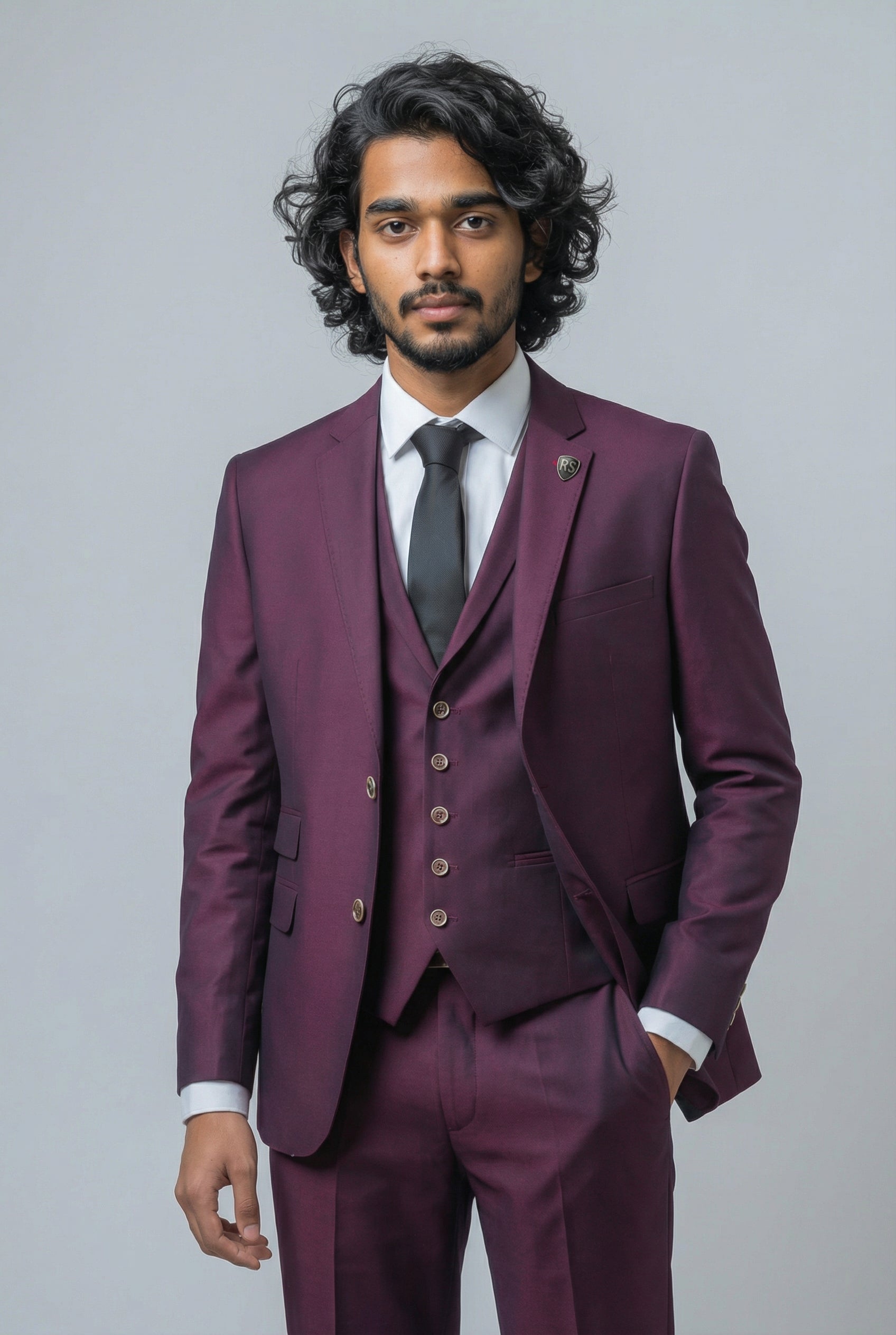 Men's Lincoln Slim Fit Burgundy Suit