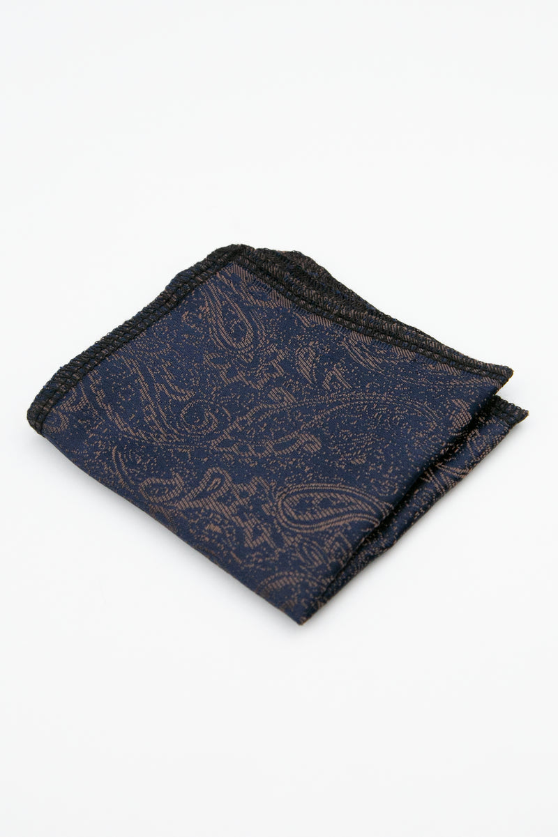 Men’s Paisley Slim Tie & Pocket Square Set in Brown Henkie Picture 