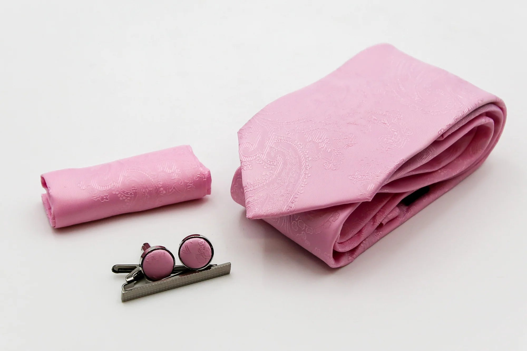Men's Paisley Tie Cufflink Set - Pink