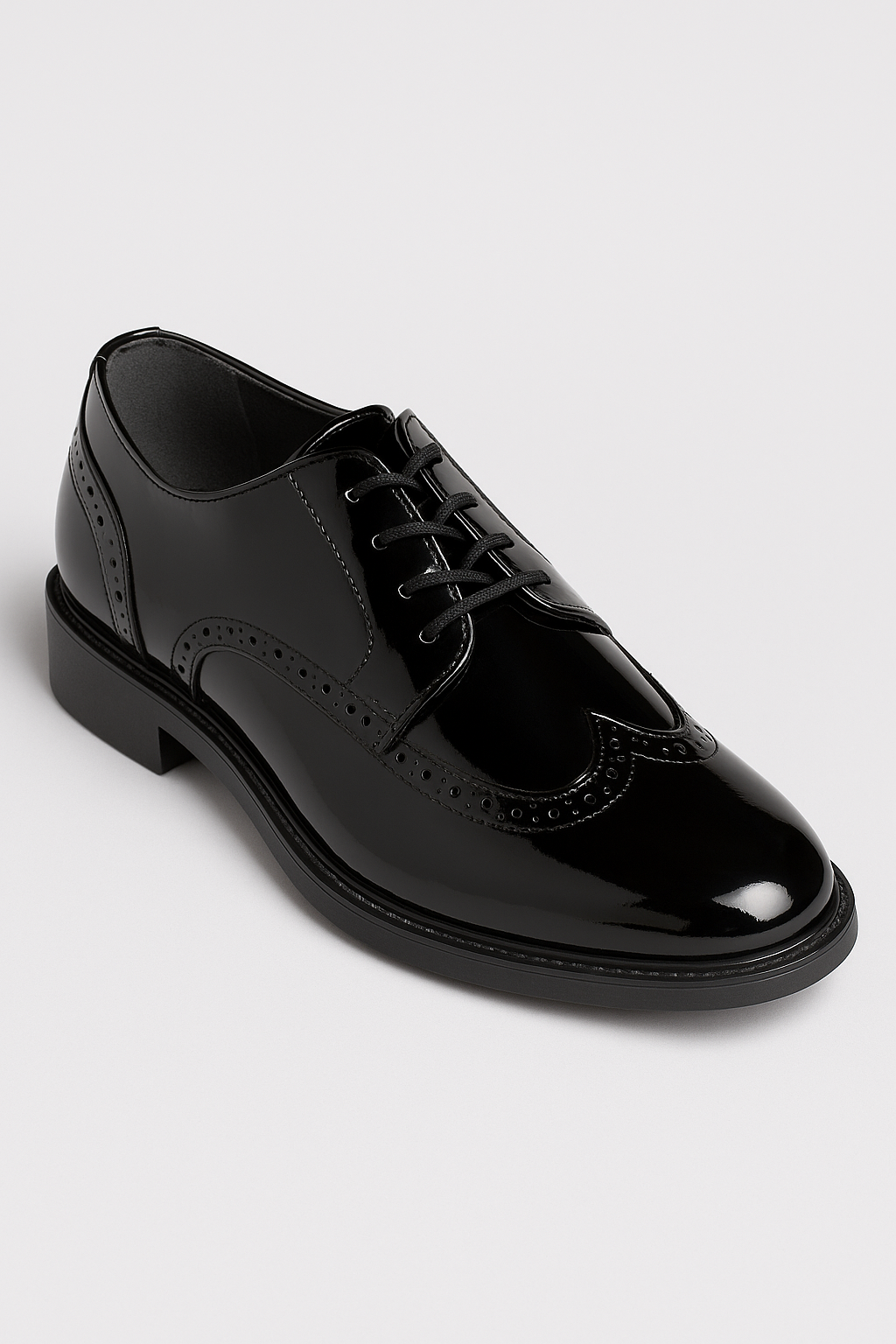 Men’s Patent Wingtip Brogue Derby Dress Shoes - Duke - Black