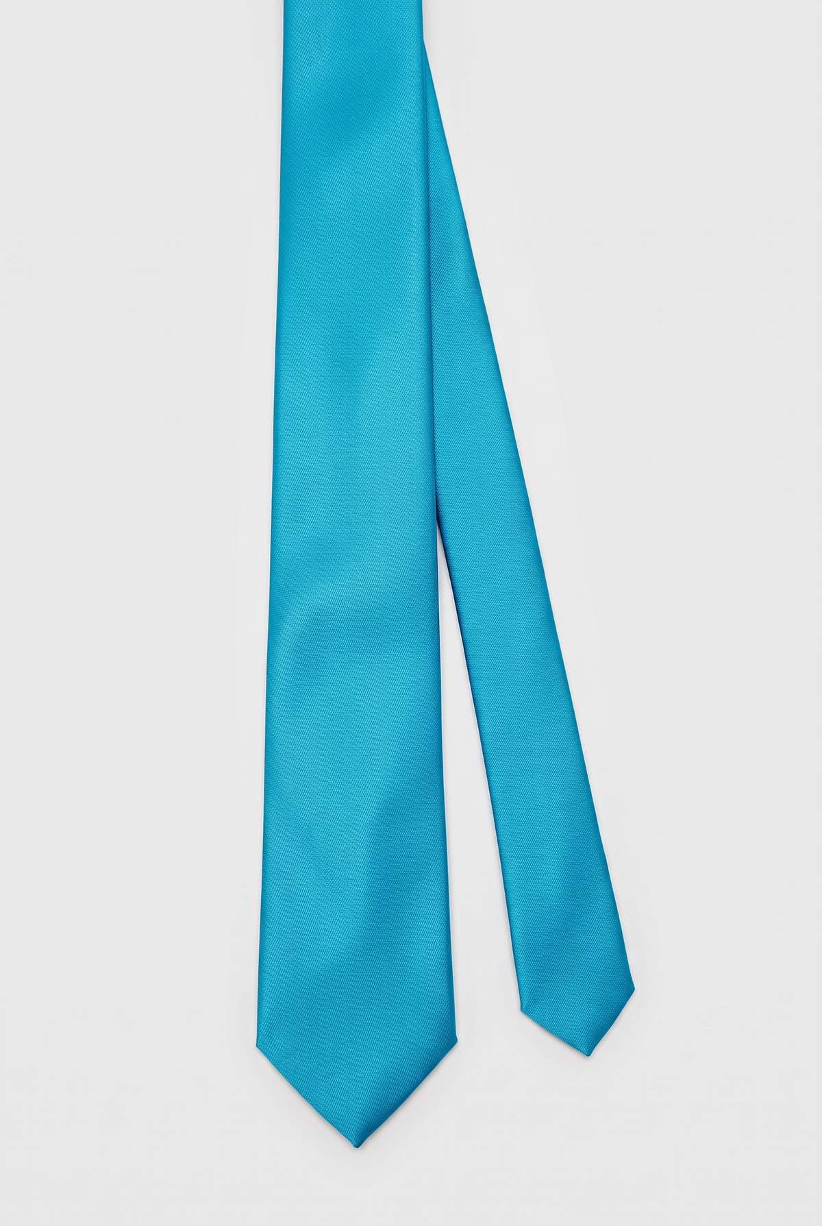  Aqua Blue satin men's necktie, full-length front view 