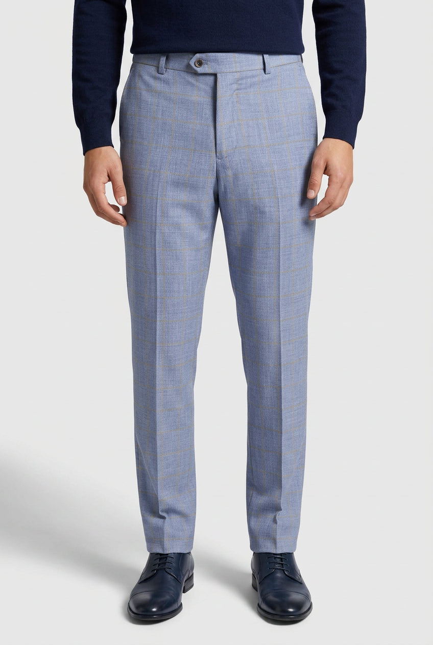 Men's Retro Check Trousers - CONNOR - Light Blue