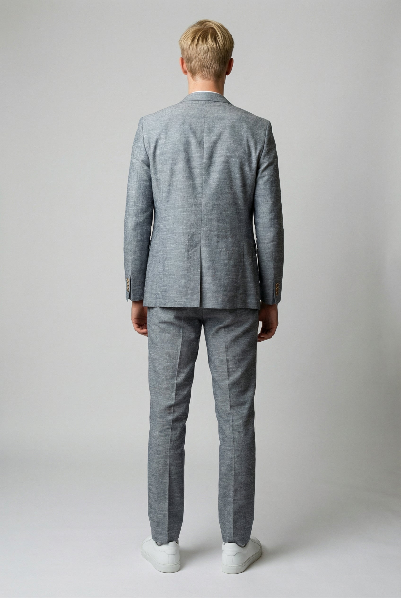 Men’s Rowan 2 Pieces Suit Textured Wedding Cotton Set - Grey