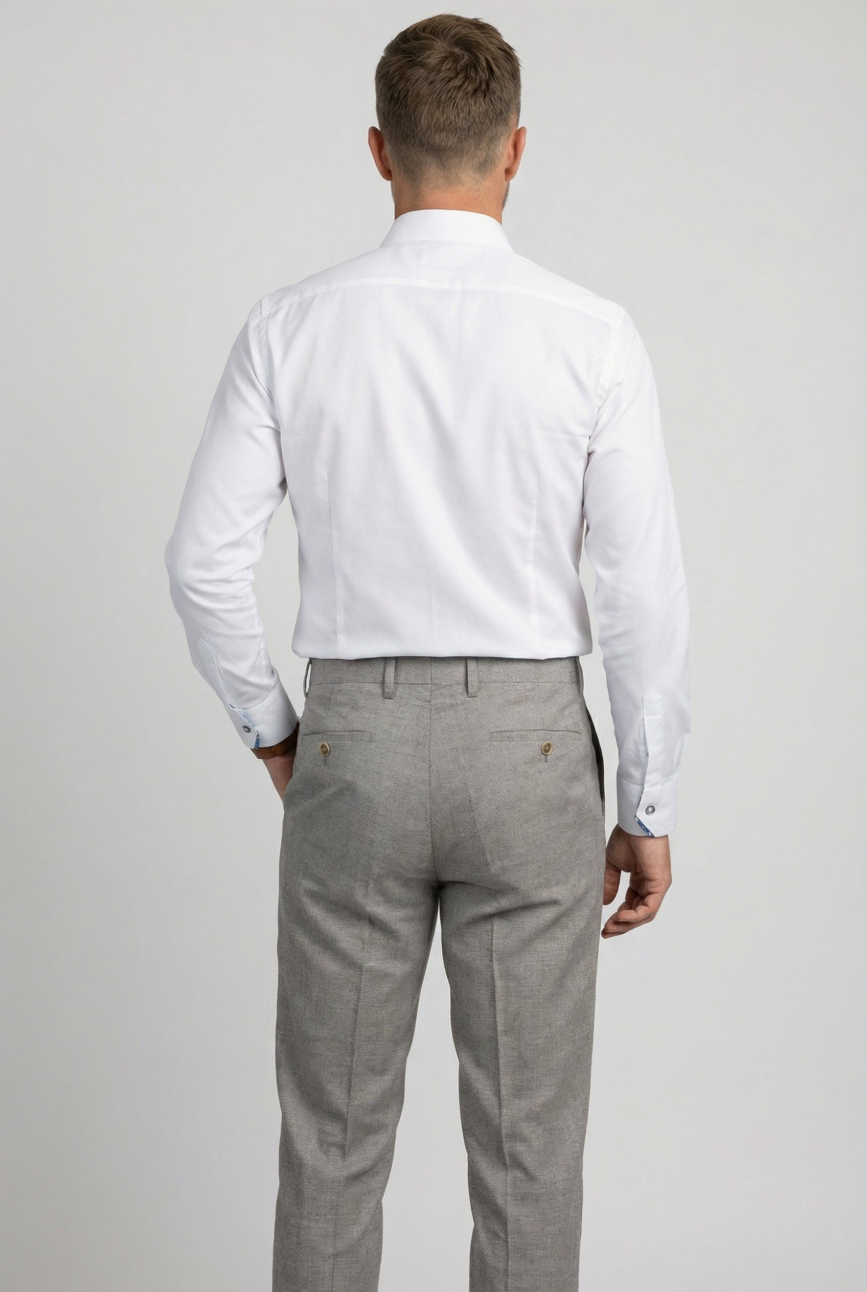 Men's Self Patterned Slim Fit Suit - JUDE - Light Grey