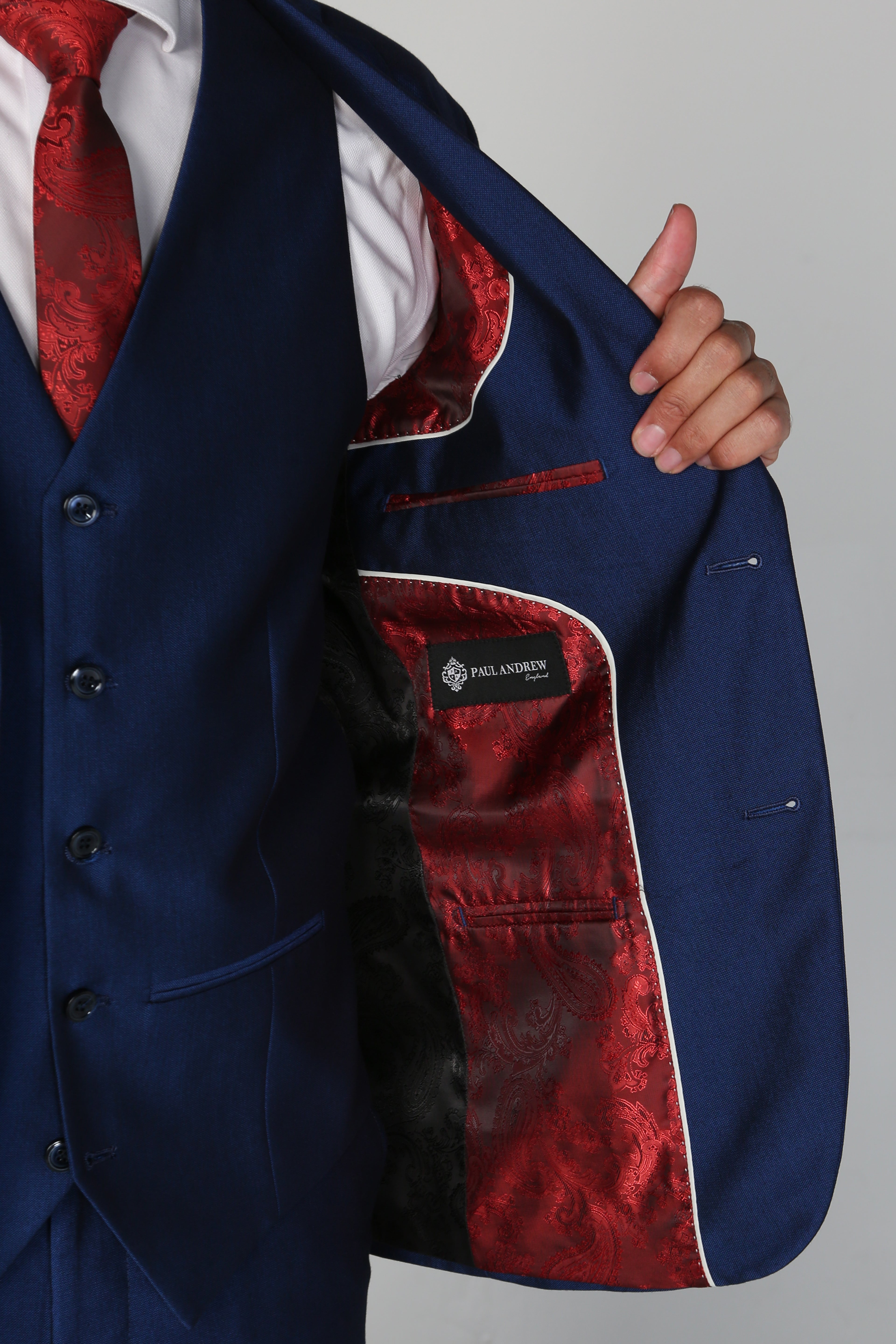Men's Sheen Effect Navy Suit Jacket - KINGSLEY - Navy Blue