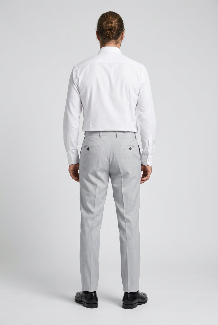 Men's Slim Fit Formal Ivory Trousers - VENETO - Light Grey
