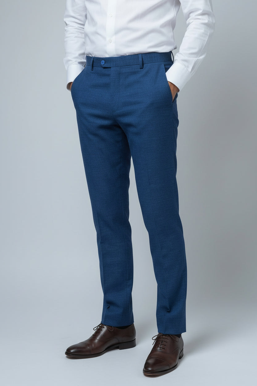 Men's Slim Fit Indigo Suit - MATEO - Indigo Blue