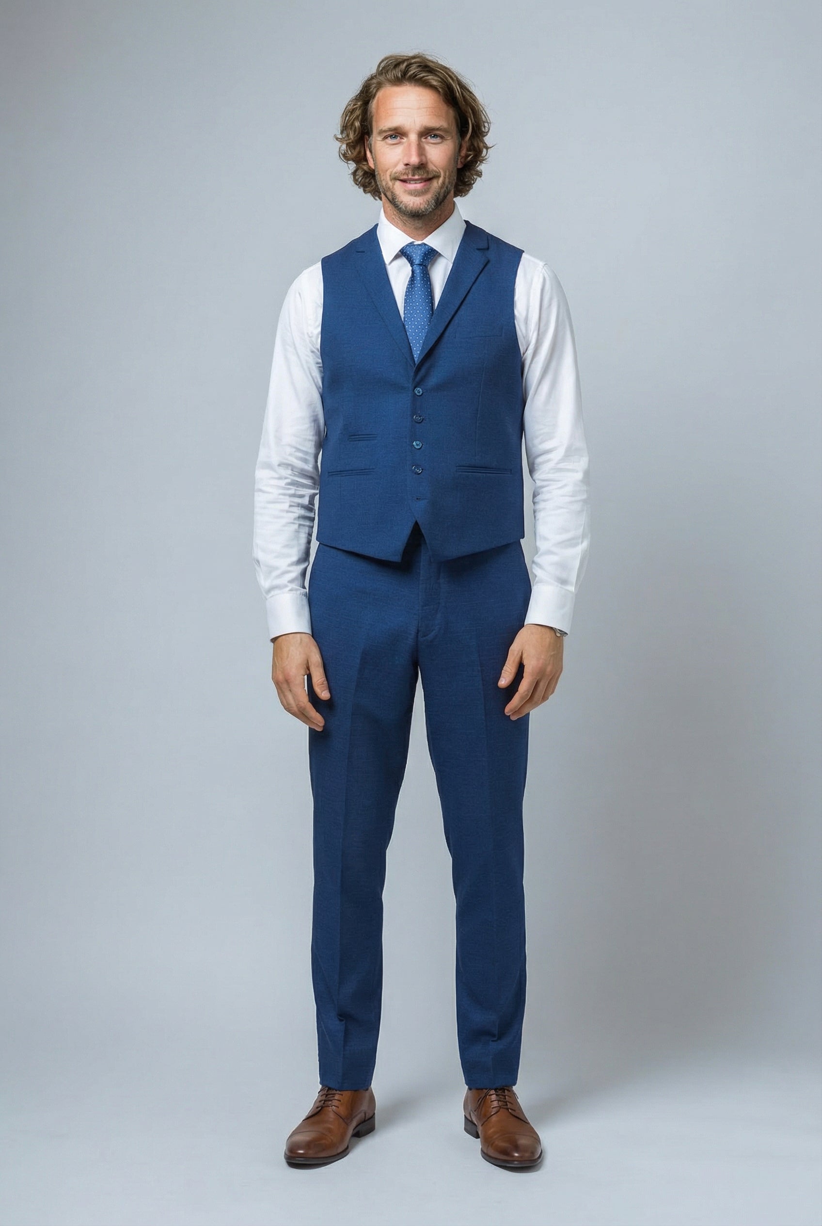 Men's Slim Fit Indigo Suit - MATEO - Indigo Blue