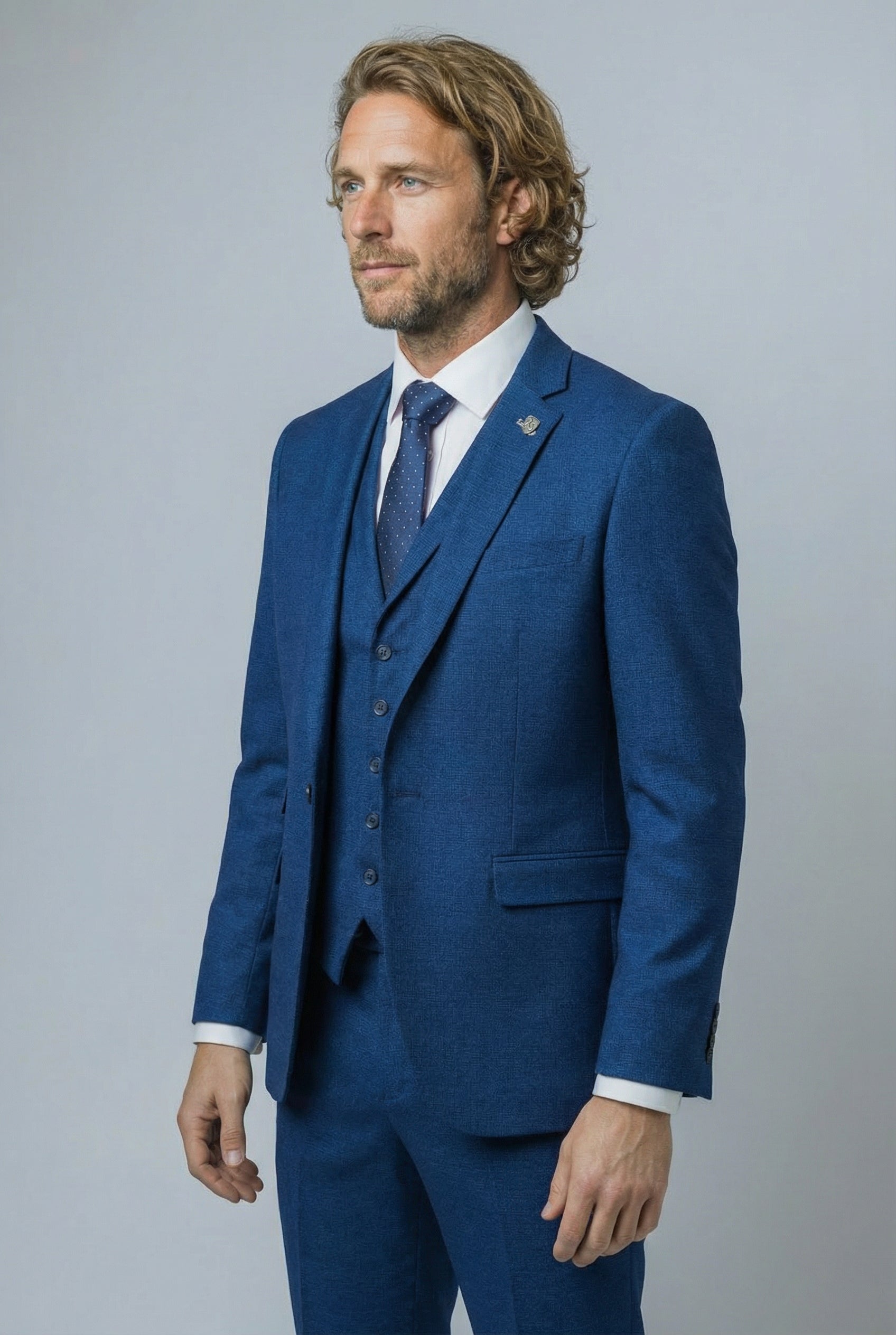 Men's Slim Fit Indigo Suit - MATEO - Indigo Blue