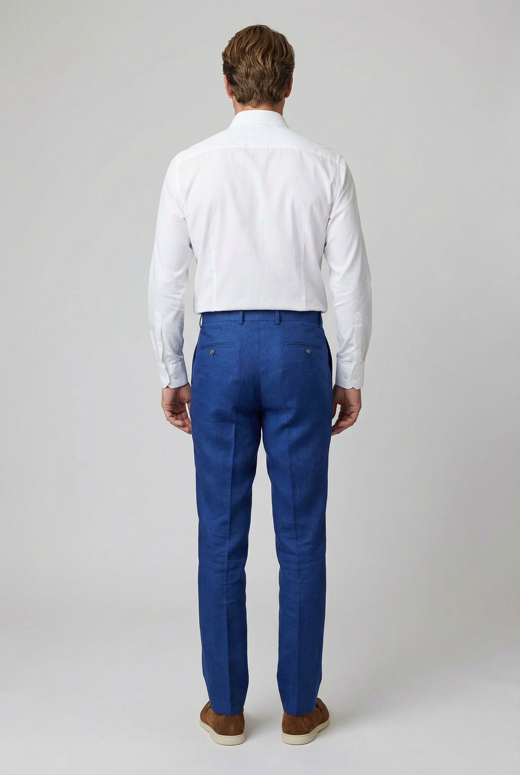 Men's Slim Fit Linen 2 Piece Suit Set - Navy Blue