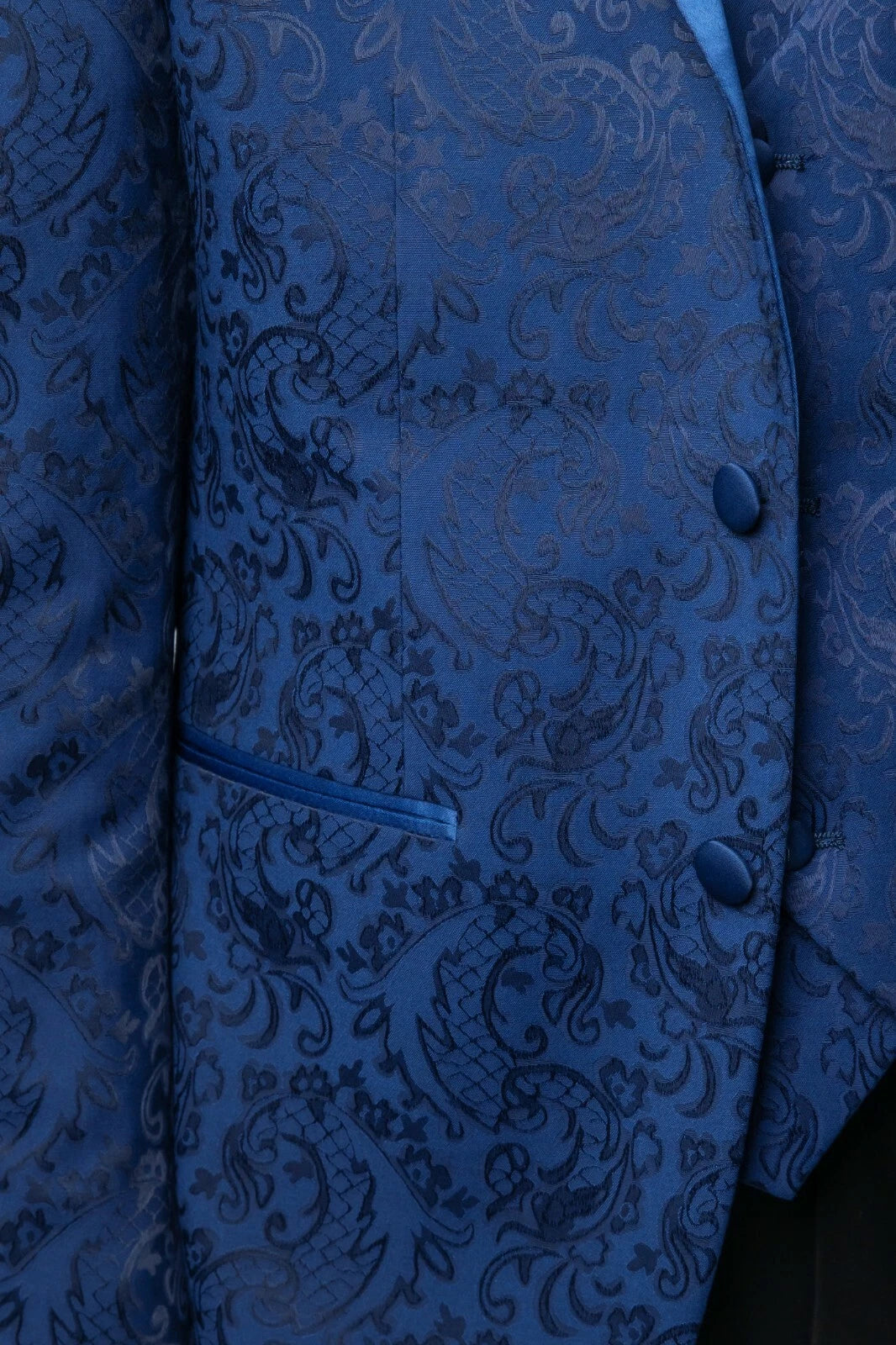 Men's Slim Fit Patterned Suit - THOMAS - Navy Blue