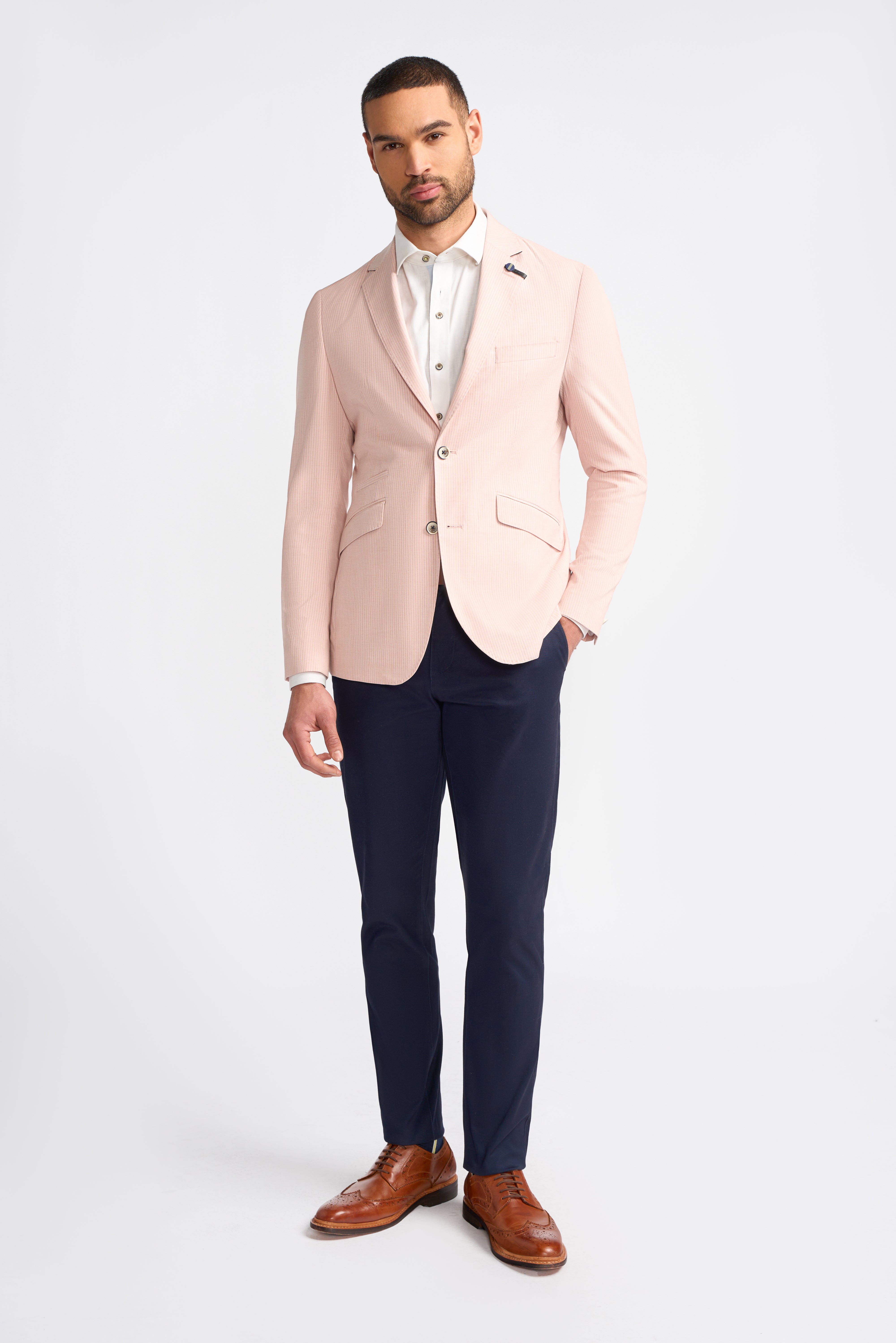 Men’s Slim Fit Pinstripe Pink Blazer- SENAN - Pink