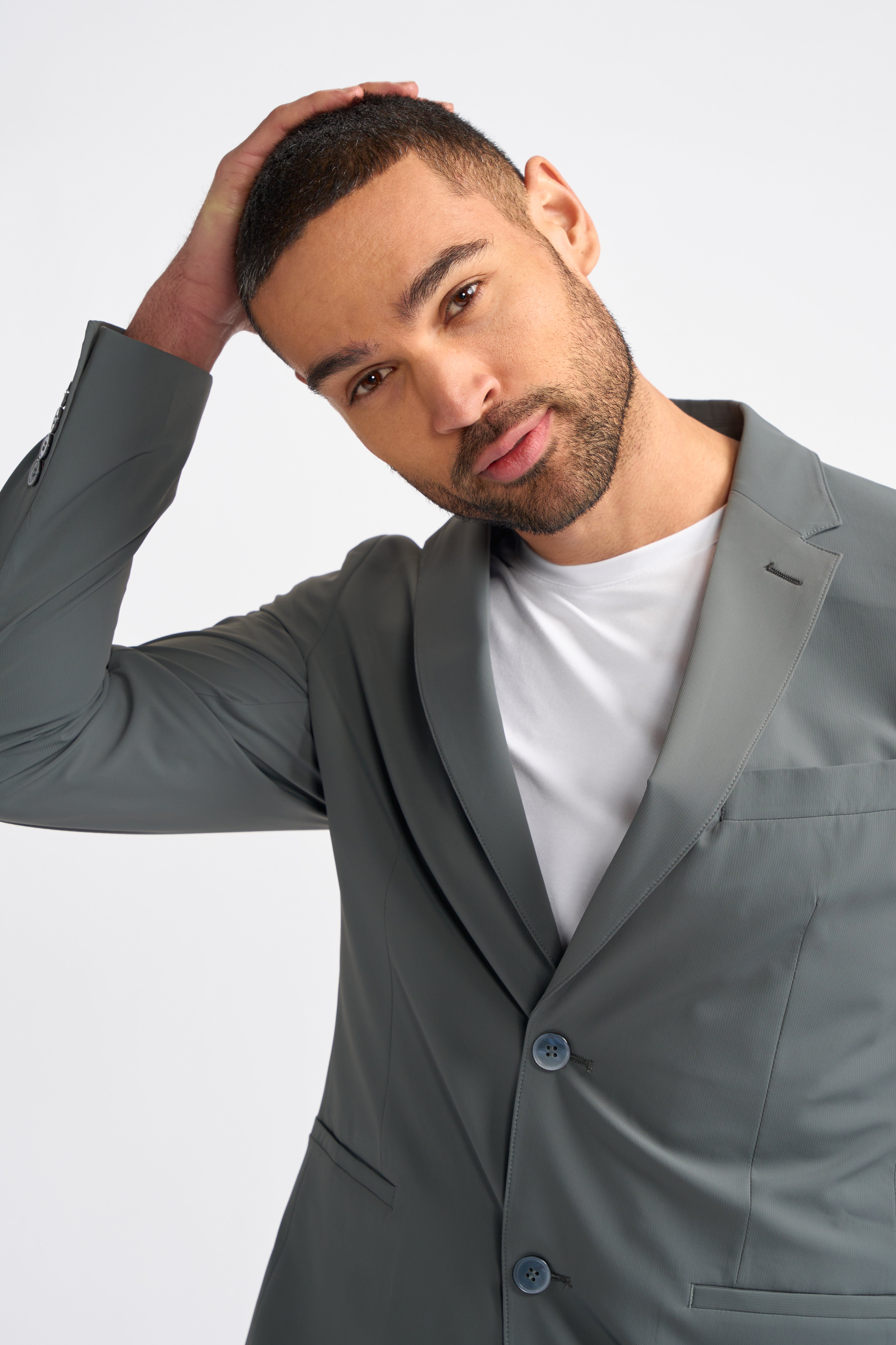 Men’s Slim Fit Solid Grey Blazer – BERGAN - Grey