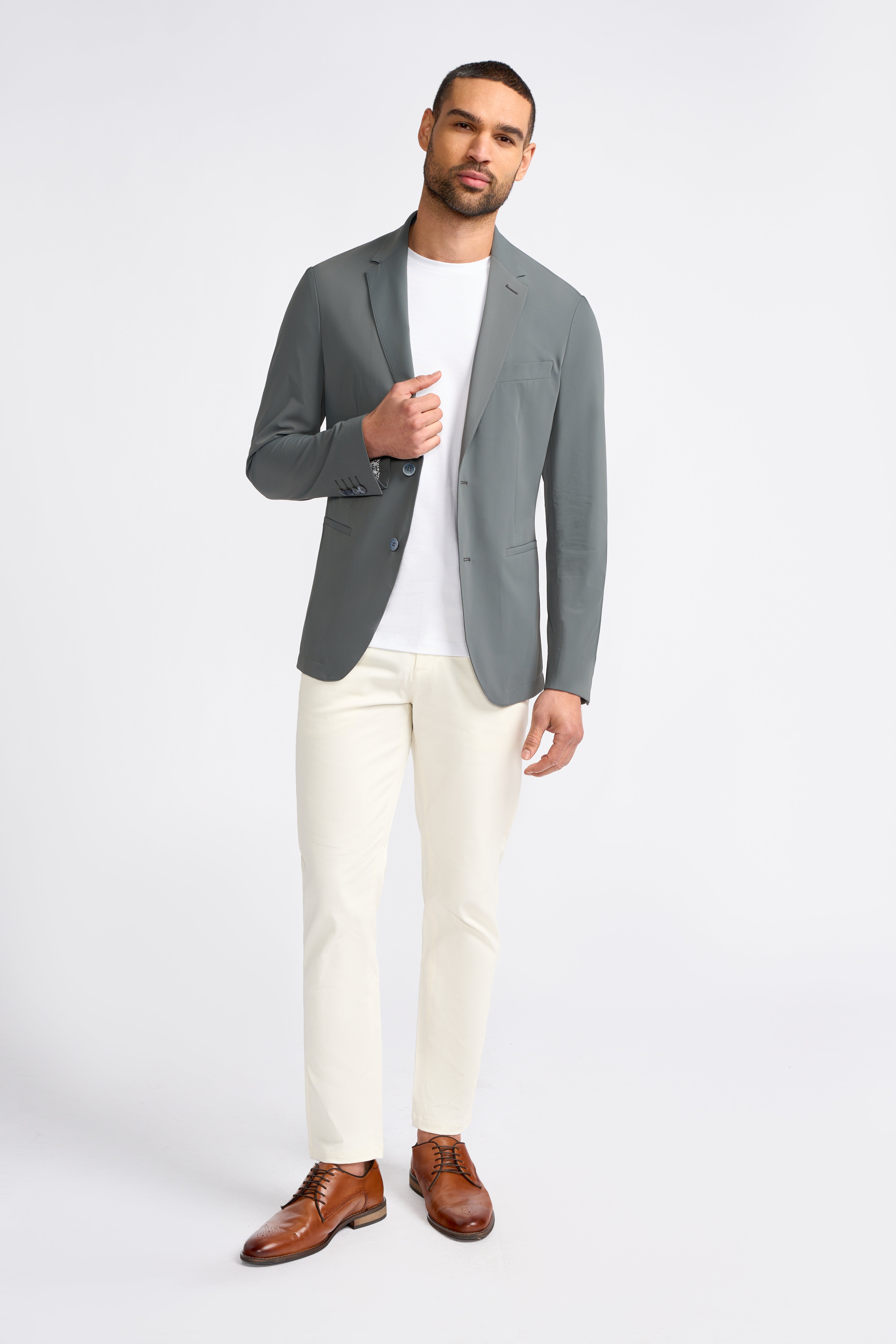 Men’s Slim Fit Solid Grey Blazer – BERGAN - Grey