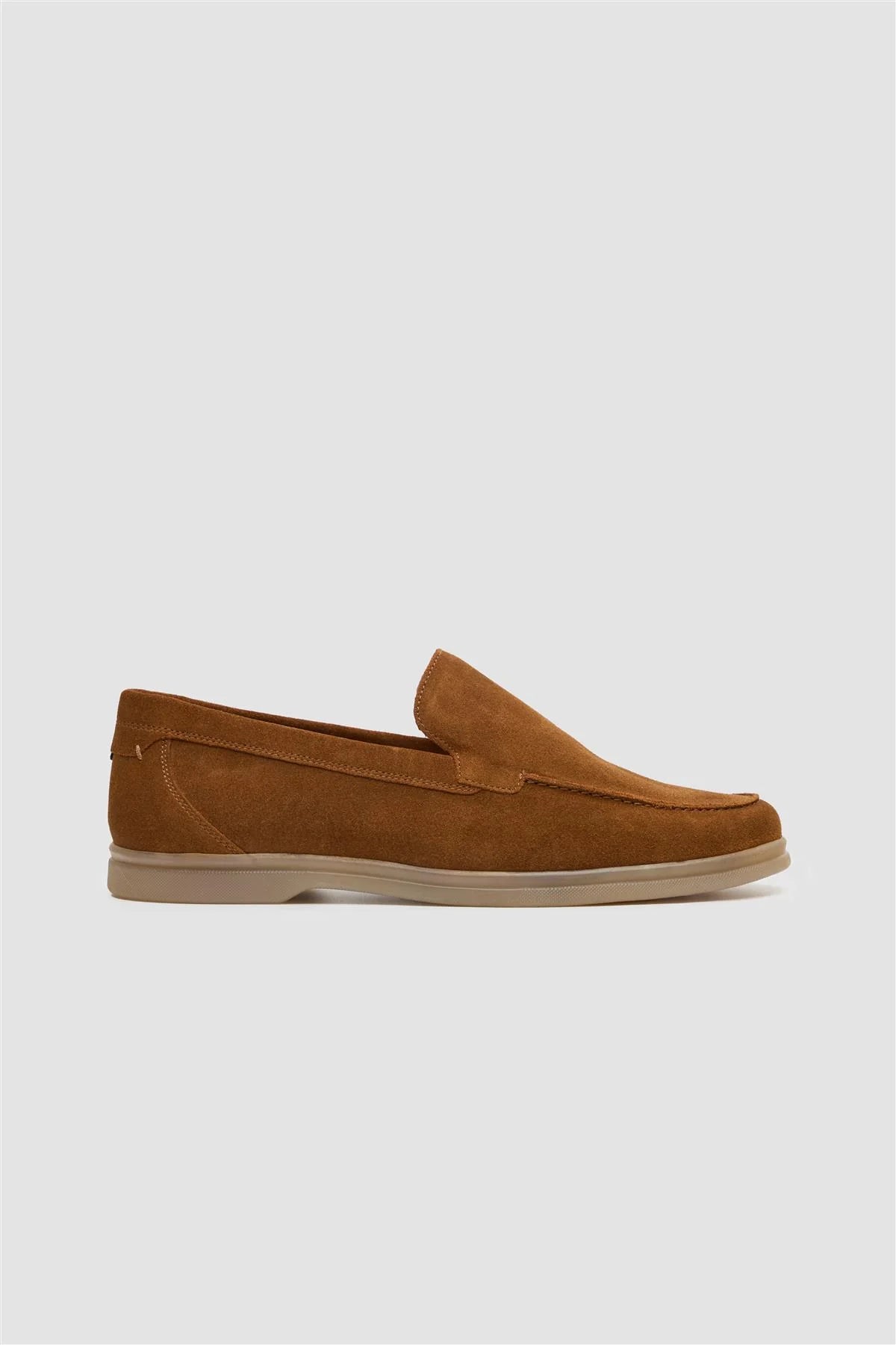 Men’s Suede Leather Moccasin Slip On Loafer Shoes - Breezy - Tan Brown Side Picture