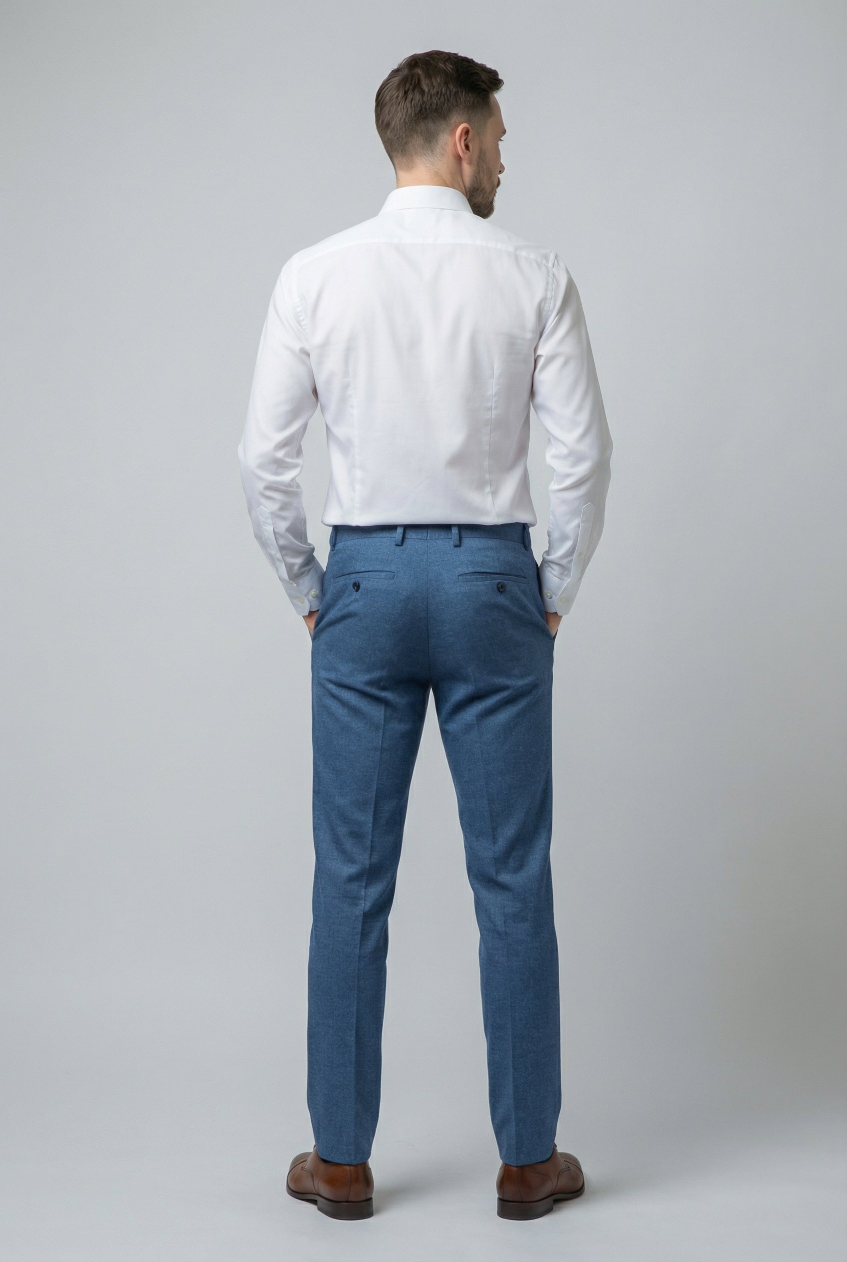 Men's Tweed Slim Fit Suit - JAXON - Yale Blue