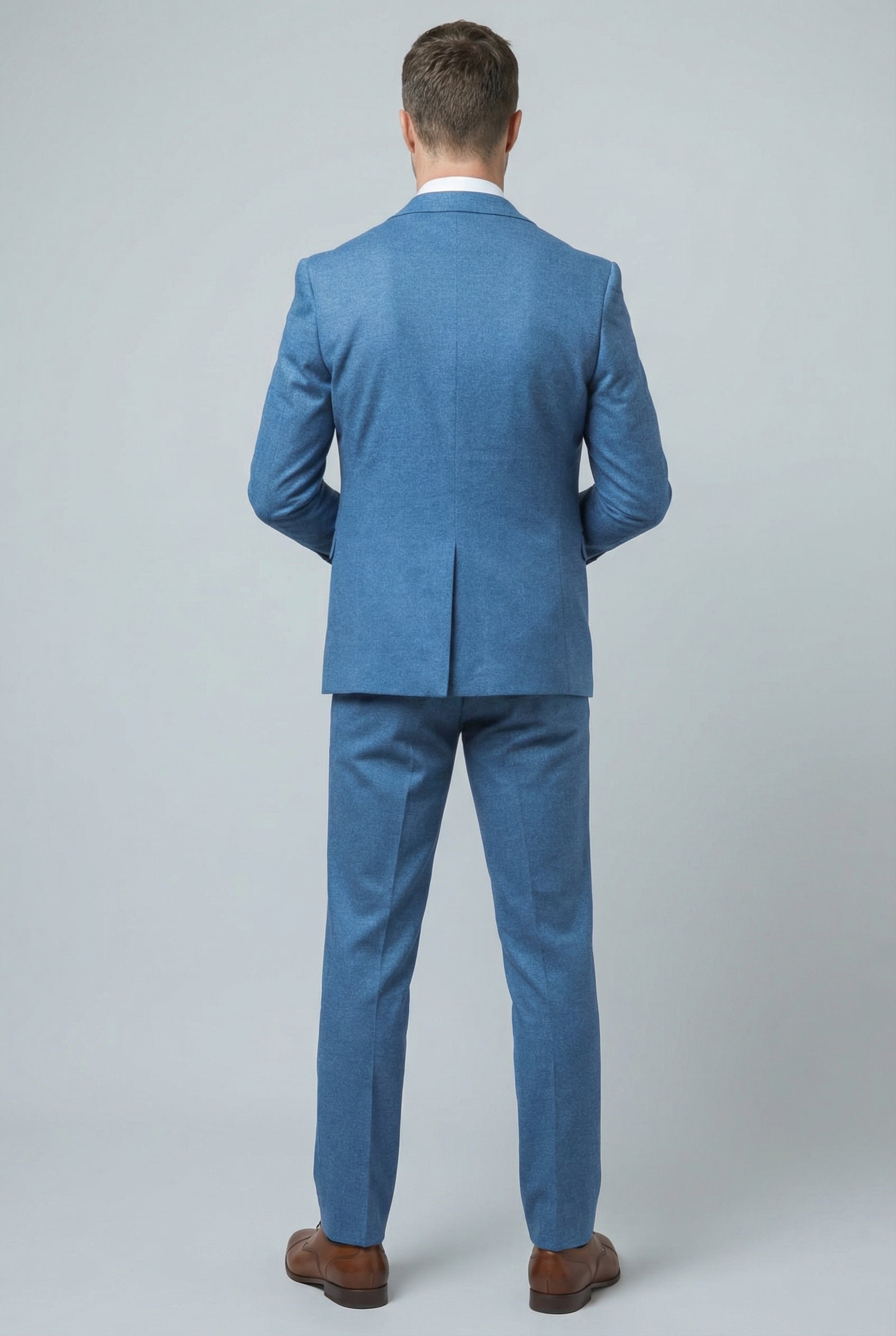 Men's Tweed Slim Fit Suit - JAXON - Yale Blue