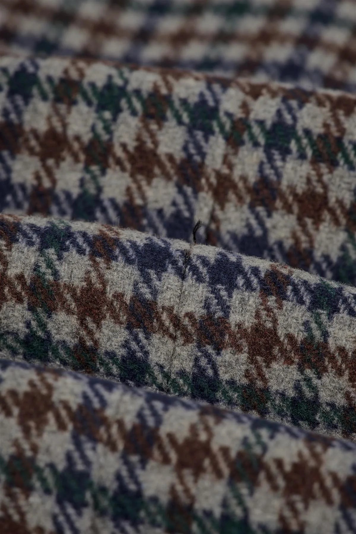 Men’s Tweed Wool Blend Check Overcoat - Cavani Andreas Brown Fabric Picture