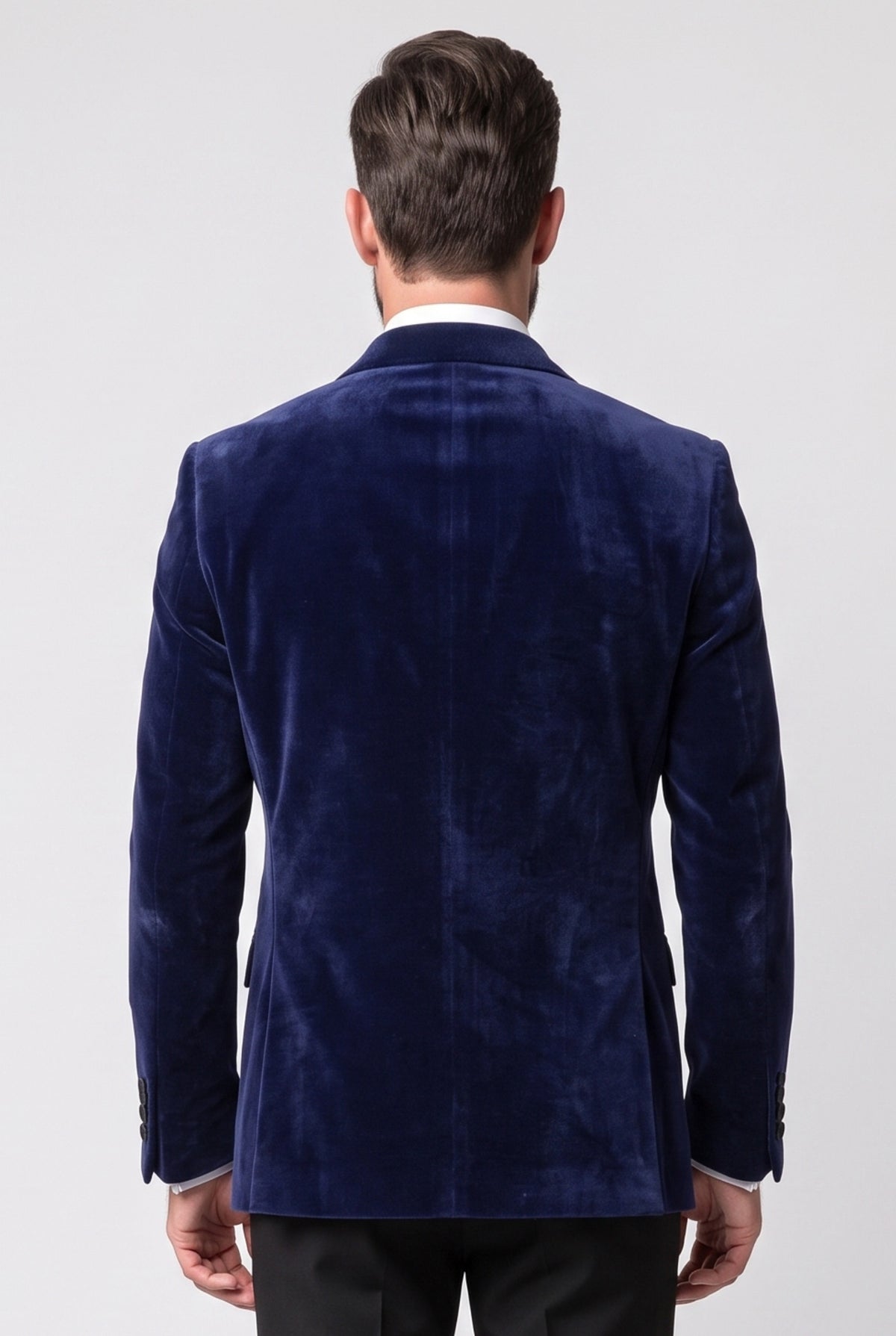 Men’s Velvet Blazer Satin Lapel Dinner Jacket - Mayfair - Navy Blue