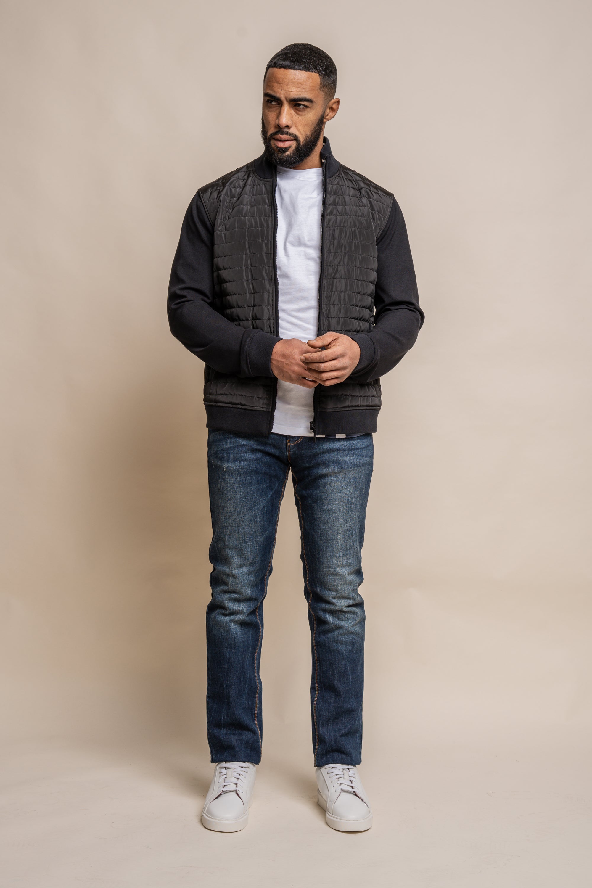 Mens Casual Bomer Jacket in Black