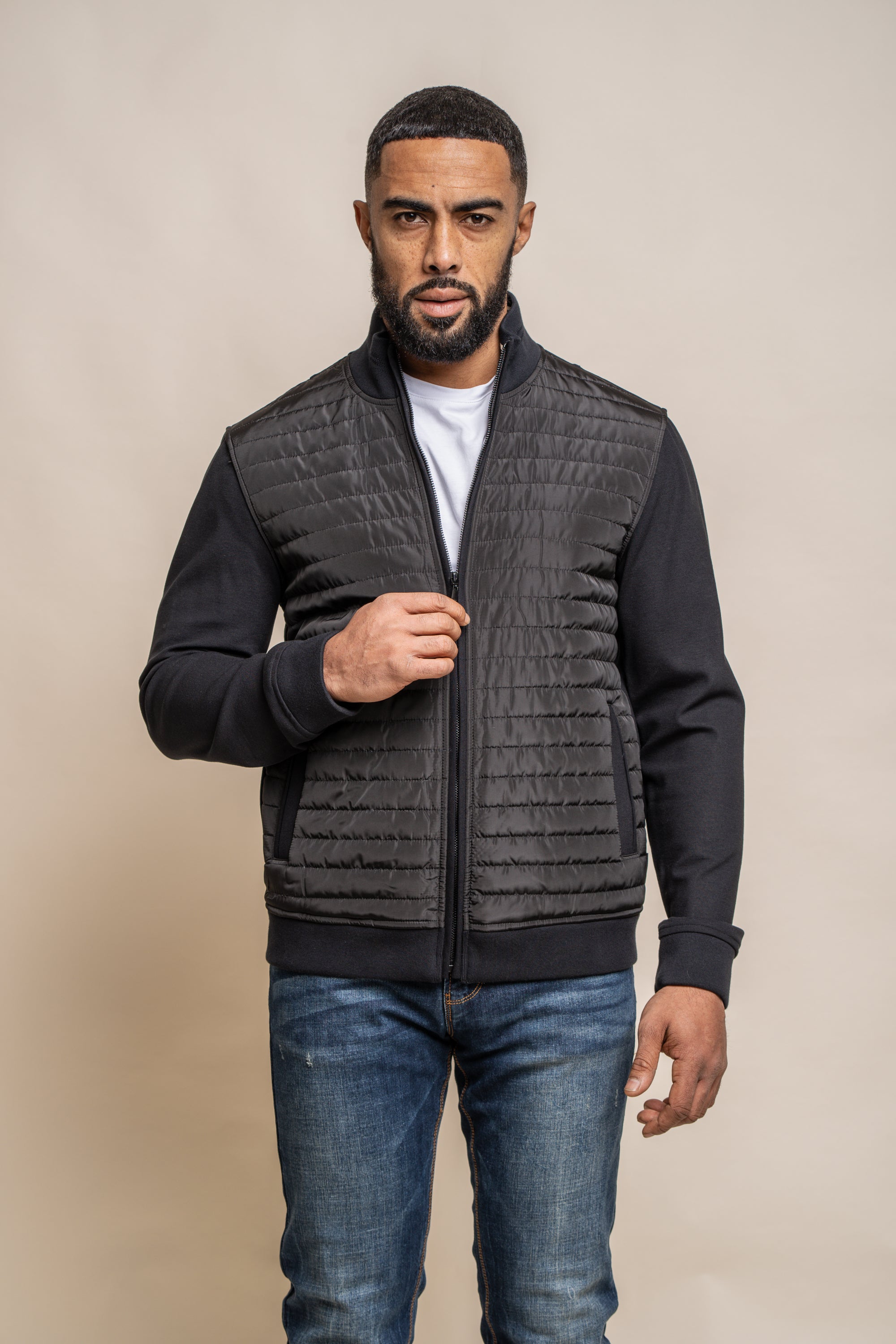 Mens Casual Bomer Jacket in Black