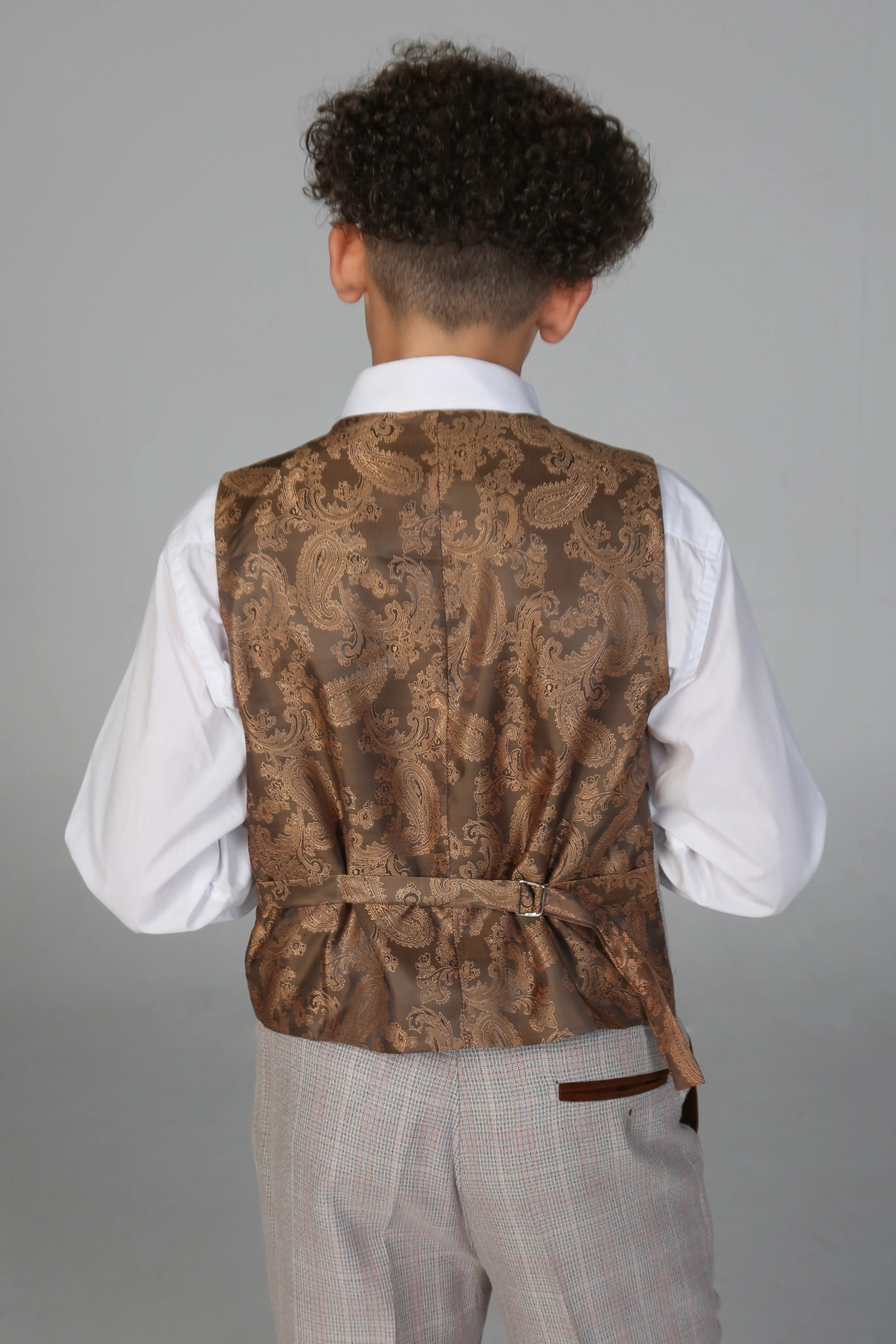 Father & Son Matching Windowpane Check 3-Piece Suit Set - Leo - Beige