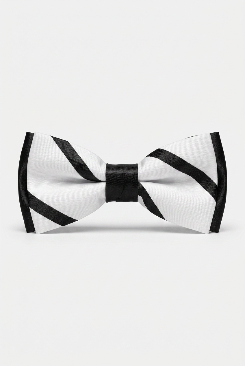 Premium Boys' Pre-Tied Bow Tie - Adjustable Formal Bow Tie for Weddings, Parties & Special Occasions - White and Black
