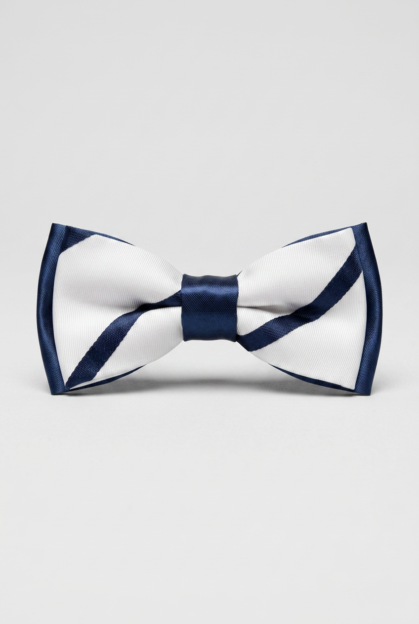 Premium Boys' Pre-Tied Bow Tie - Adjustable Formal Bow Tie for Weddings, Parties & Special Occasions - White and Navy