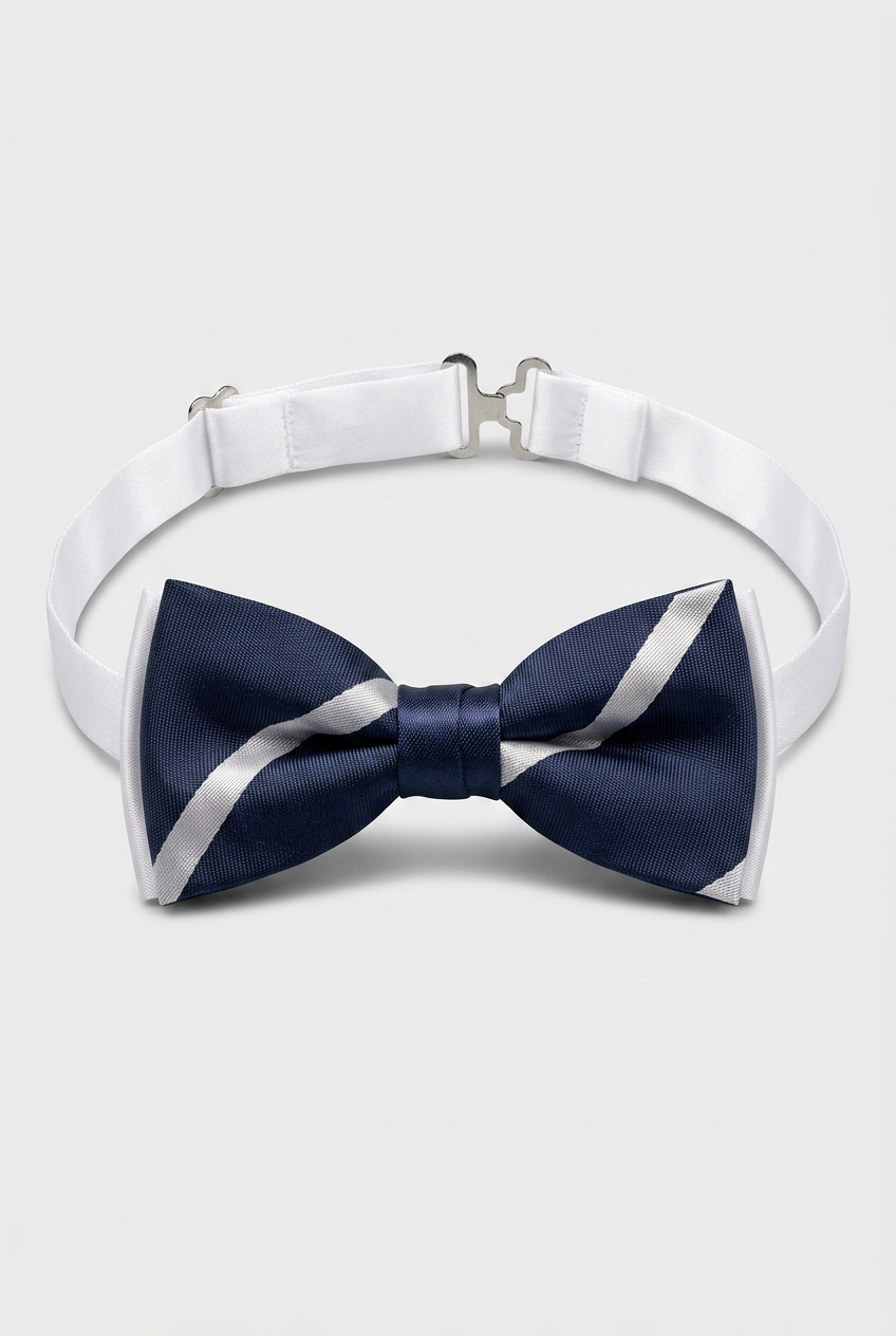 Premium Boys' Pre-Tied Bow Tie - Adjustable Formal Bow Tie for Weddings, Parties & Special Occasions - Navy and White